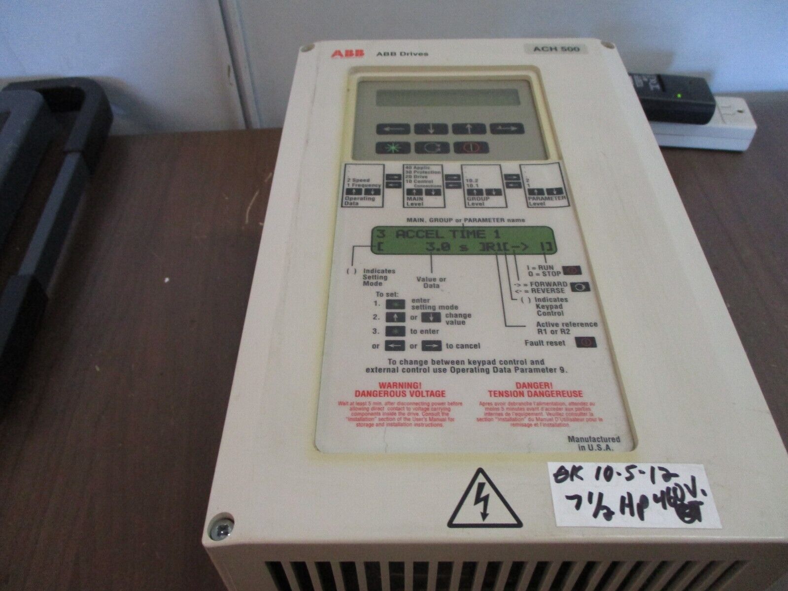 ABB ACH501 AC Drive ACH501-007-4-00P2 7.5HP 3Ph 440-500V Used