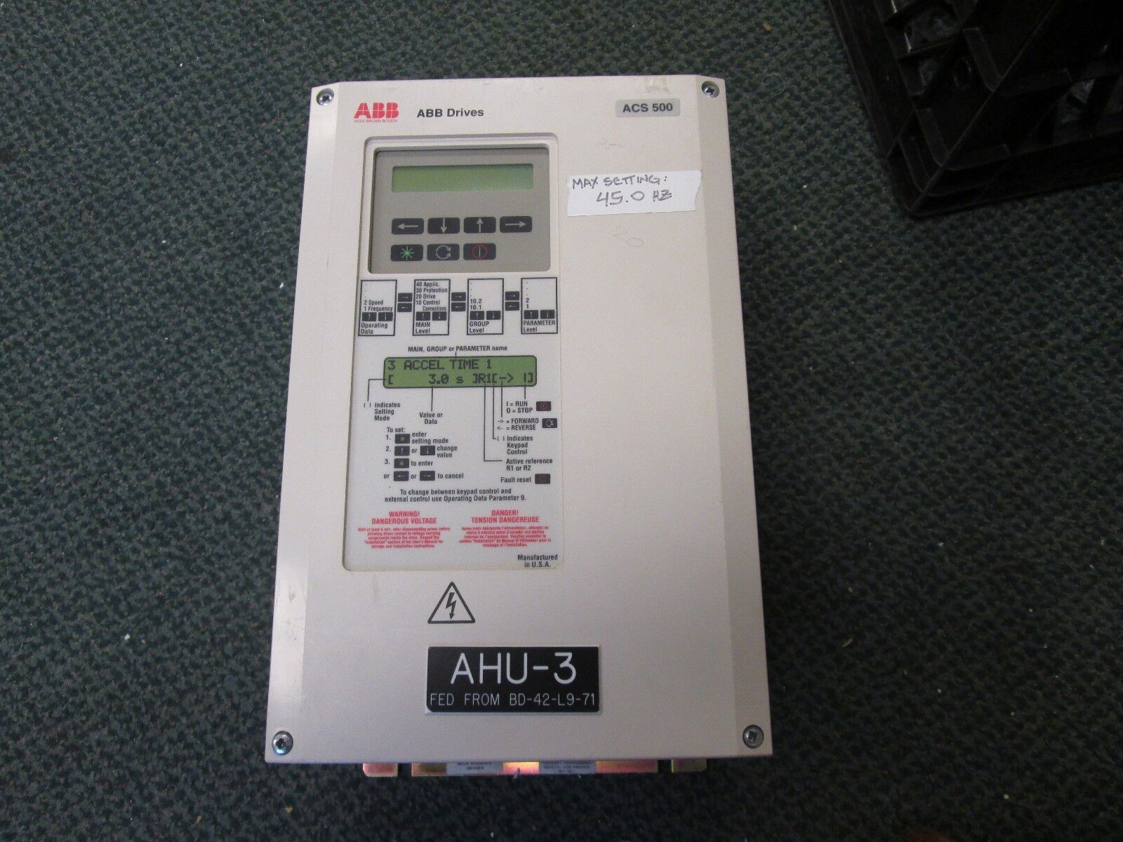 ABB ACS501 AC Drive ACS501-010-4-00P2 10HP Used