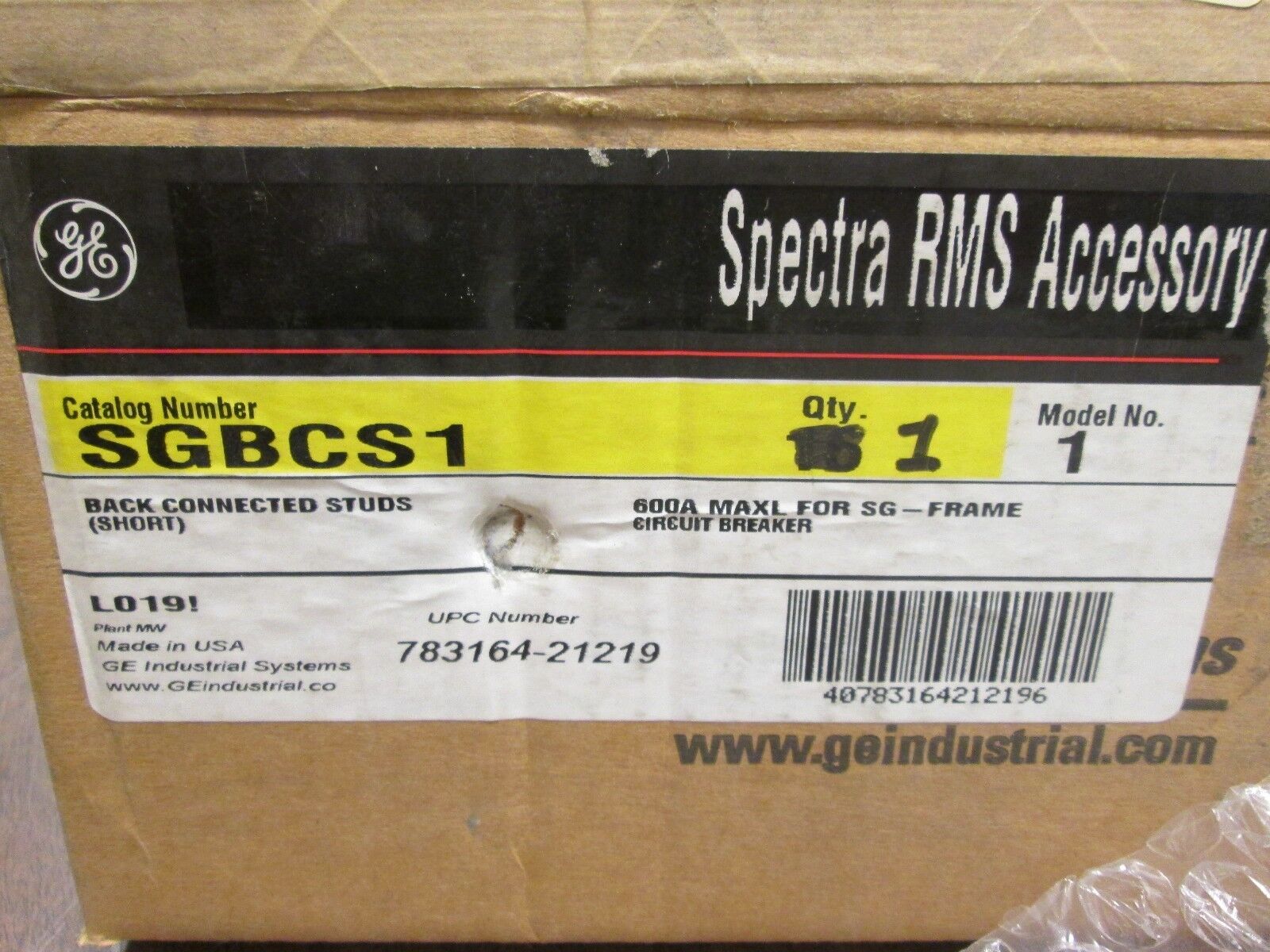 GE Back Connected Stud (Short) SGBCS1 600A For SG-Frame Circuit Breaker New Surp