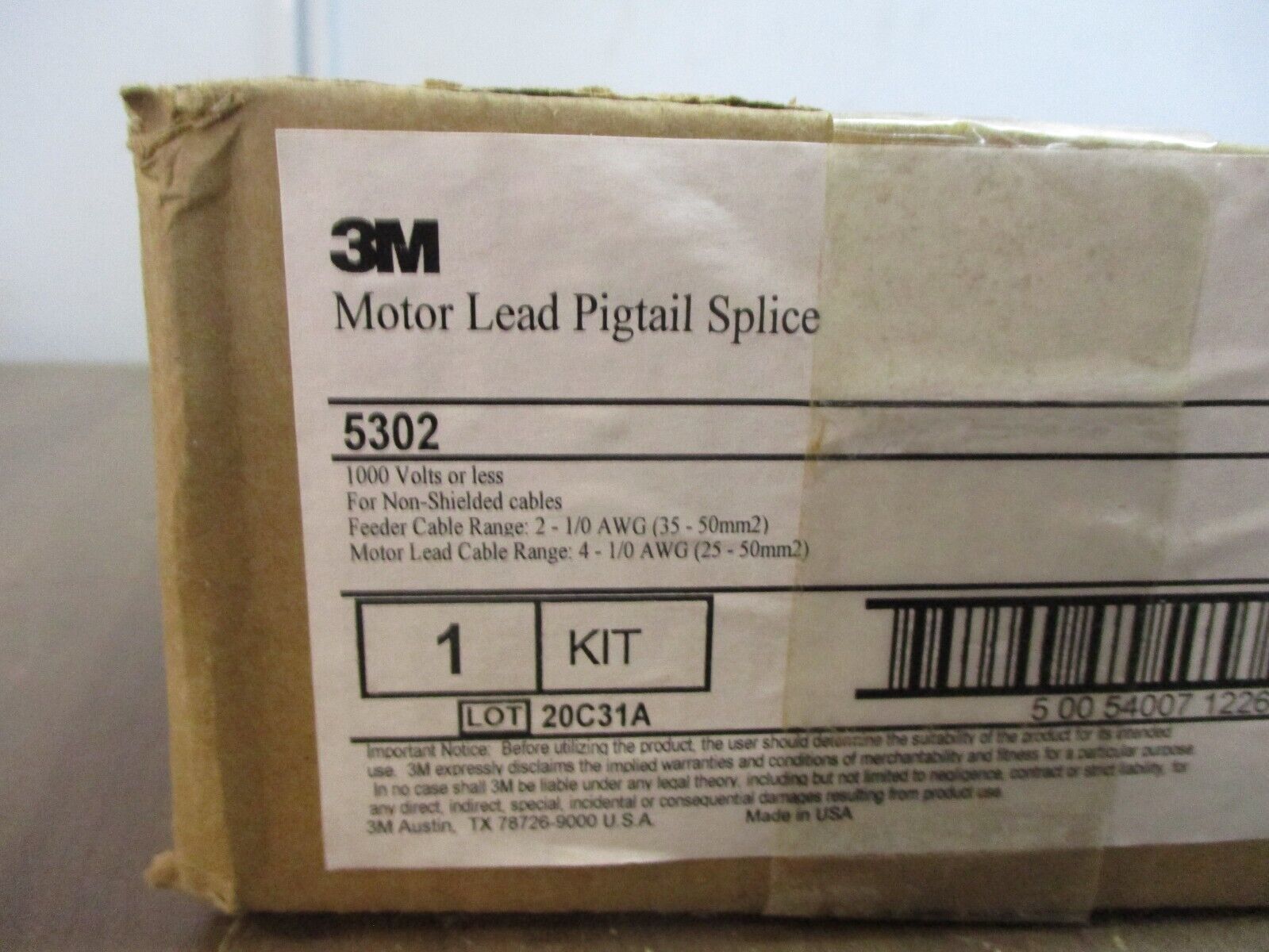 3M Motor Lead Pigtail Splice Kit 5302 1000V For Non-Shielded Cables New Surplus