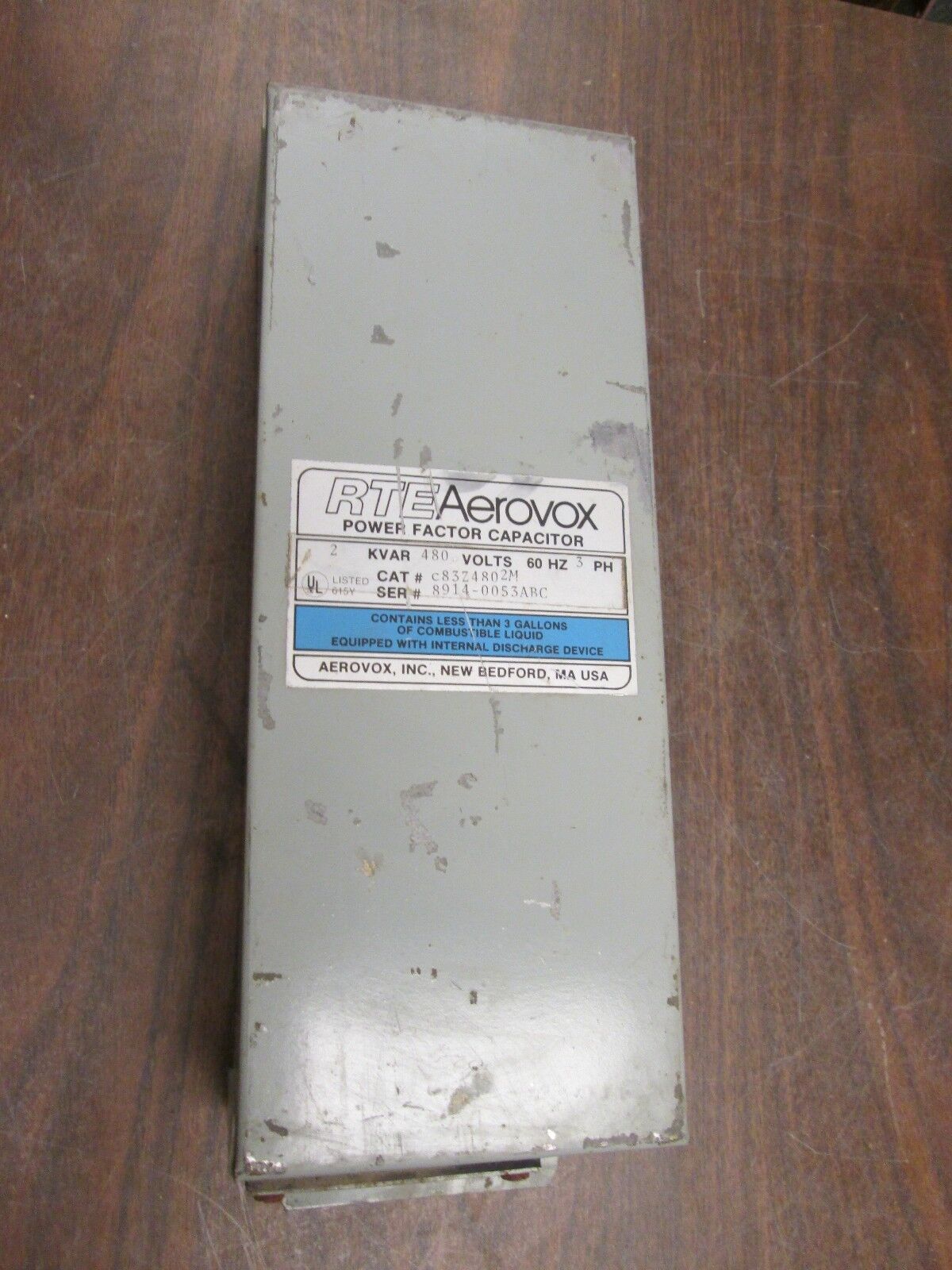 RTE Aerovox Power Factor Capacitor C83Z4802M 2KVAR 480V 60Hz 3Ph Used