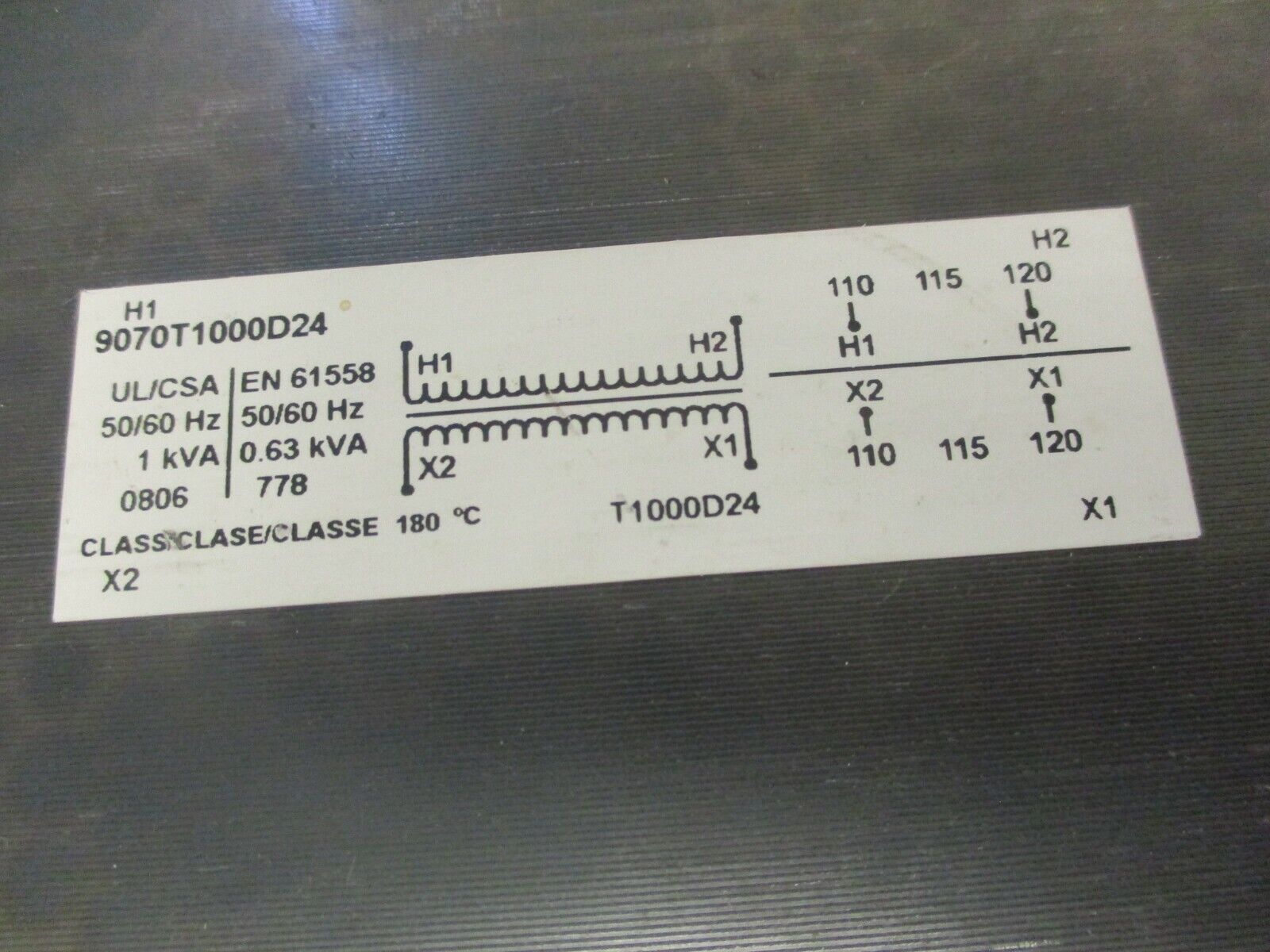 Square D Control Transformer 9070T1000D24 1KVA Pri: 120V Sec: 120V 50/60Hz Used