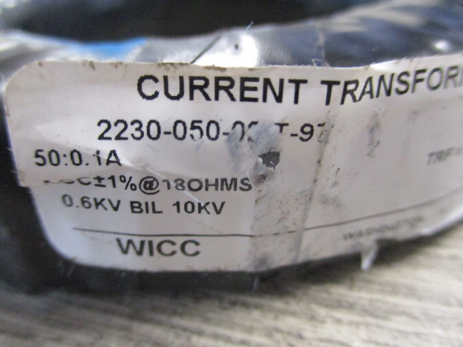 WICC Current Transformer 2230-050-02-T-97 Ratio 50:0.1A 600V 50-400Hz Used