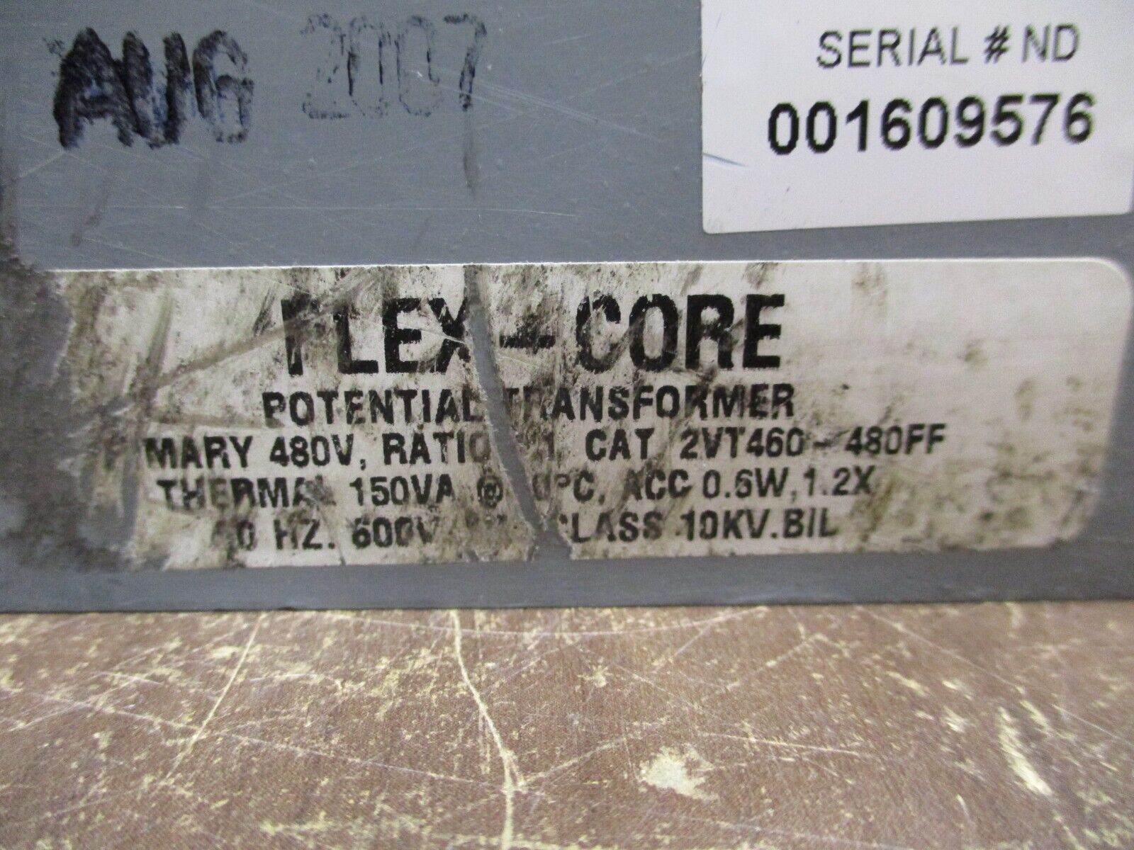 Flex-Core Potential Transformer 2VT460-480FF Pri: 480V Ratio 4:1 60Hz Used