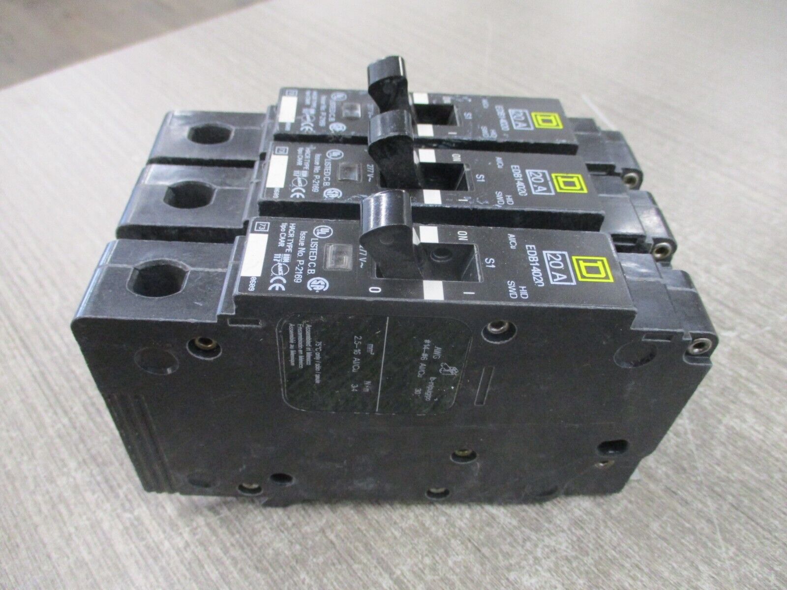 Square D Circuit Breaker EDB14020 20A 277V 1P *Lot of 3* Used