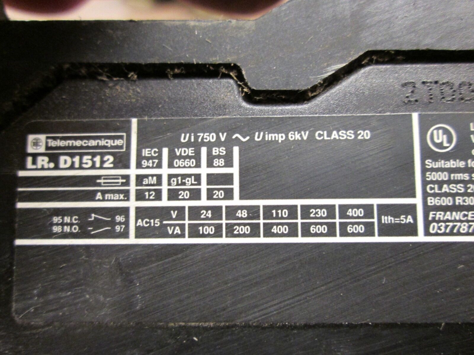 Telemecanique Overload Relay LR.D1512 5.5-8A 600V 3P Used