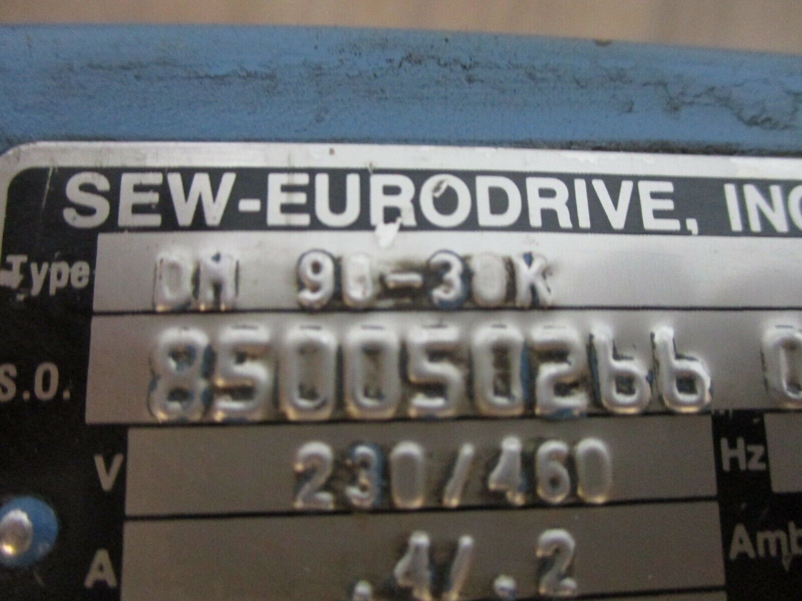 SEW-EURODRIVE Gear Motor DM 90-30K 230/460V 0.4/0.2A 3Ph Used