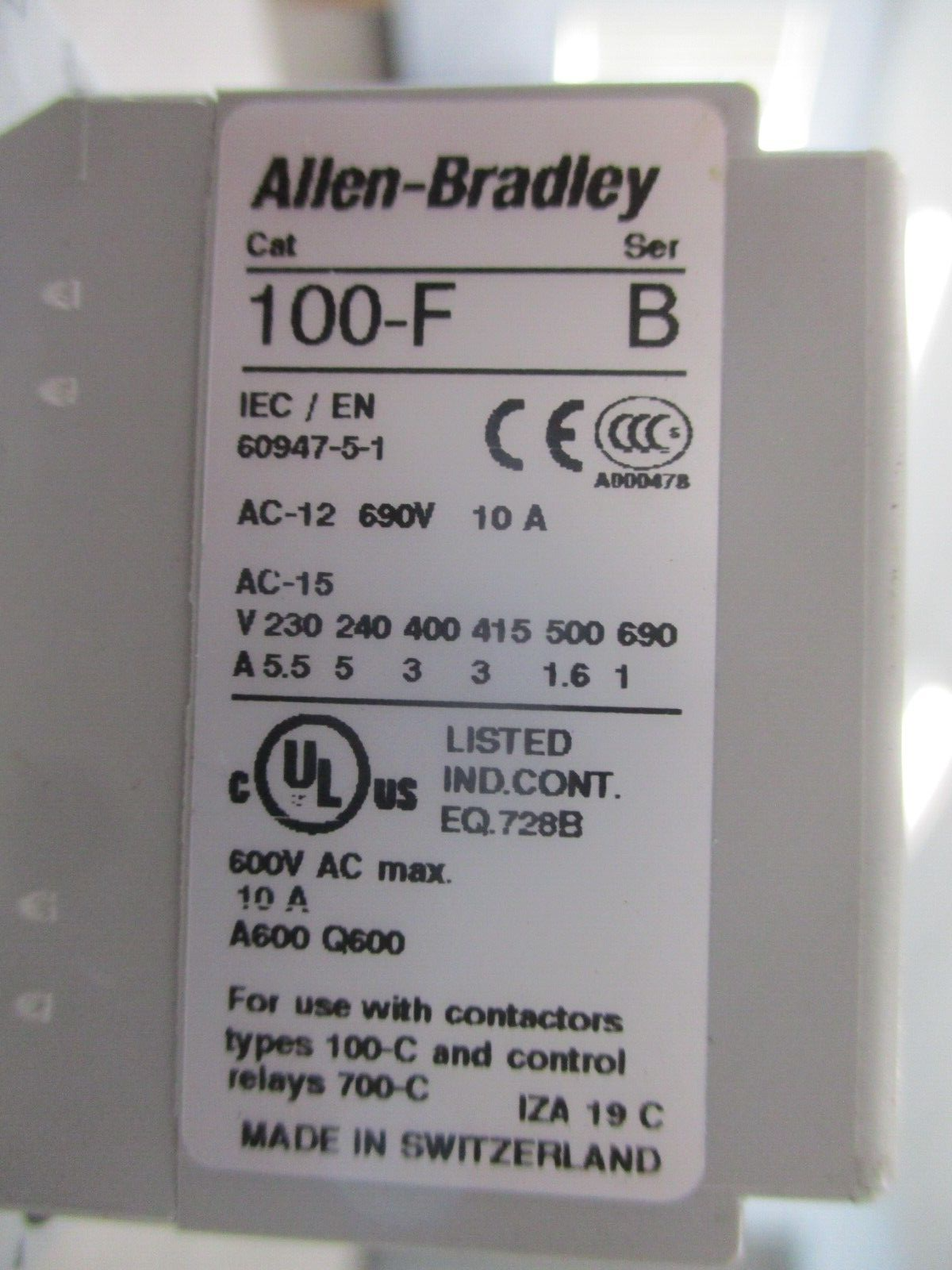 Allen-Bradley Reversing Contactor 100-C30*00 Ser. C 24V Coil 55A 600V Used