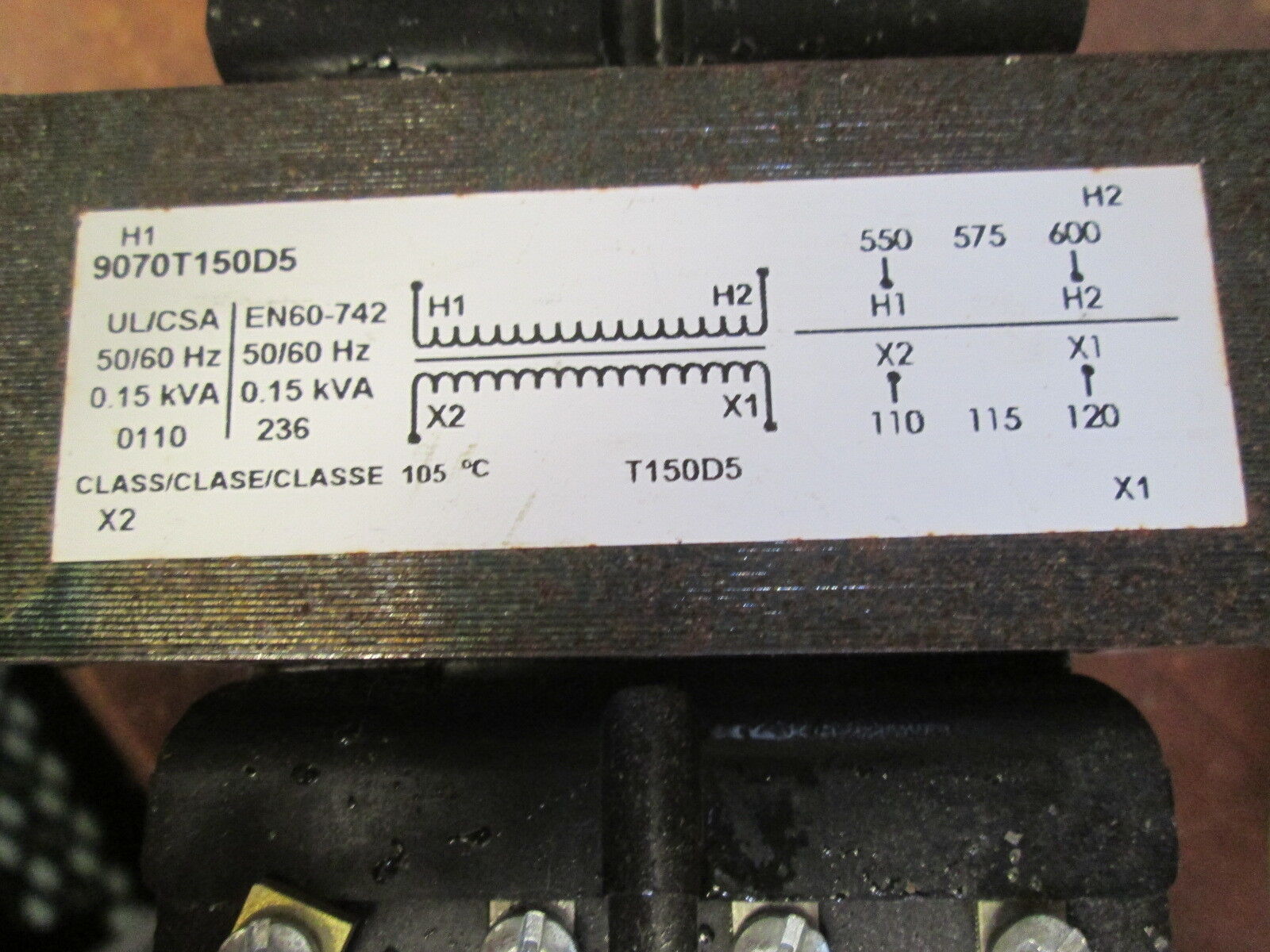 Square D Control Transformer 9070T150D5 0.15KVA Pri: 600V Sec: 120V Used