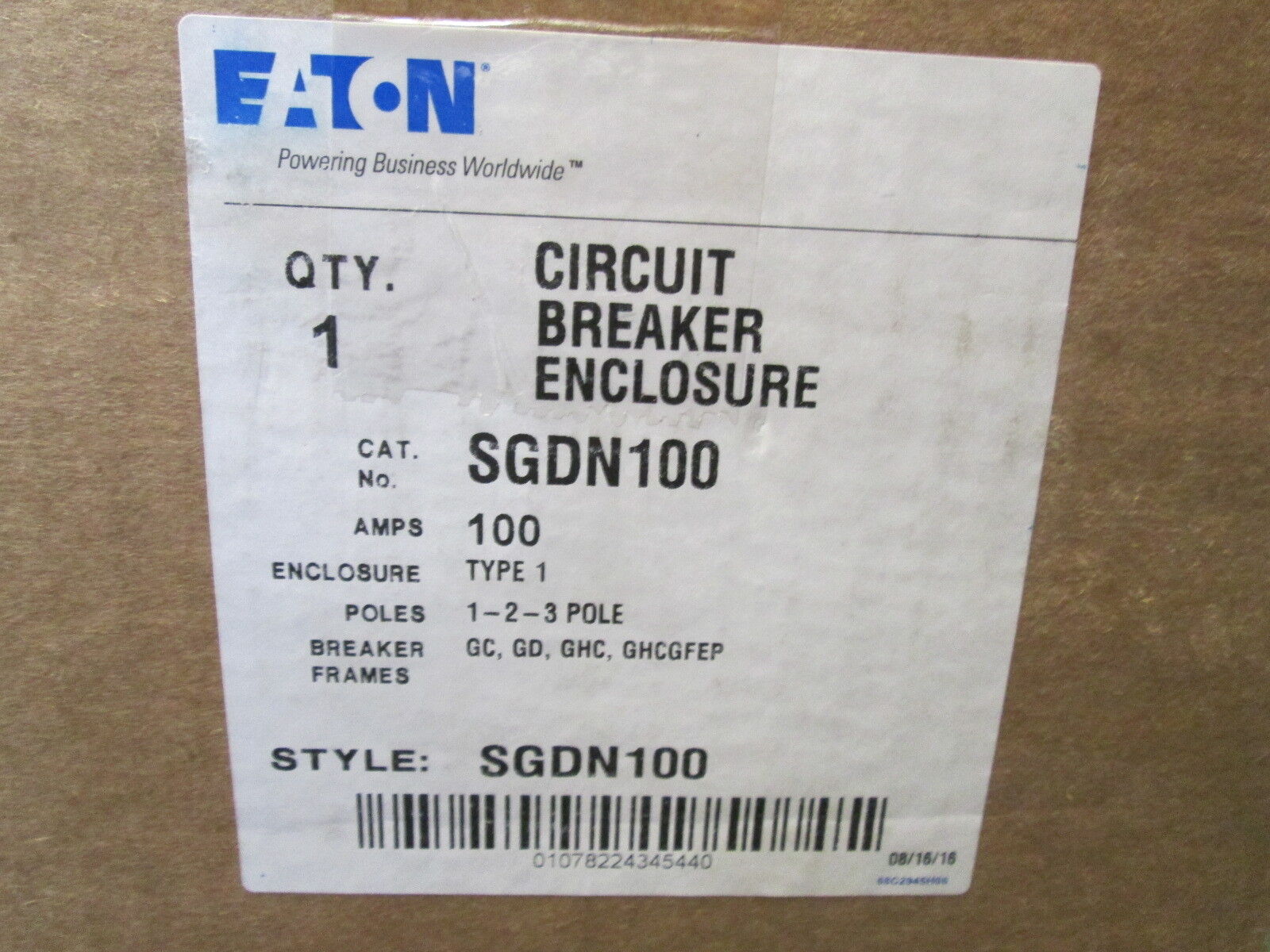 Eaton Circuit Breaker Enclosure SGDN100 100A Type 1 New Surplus