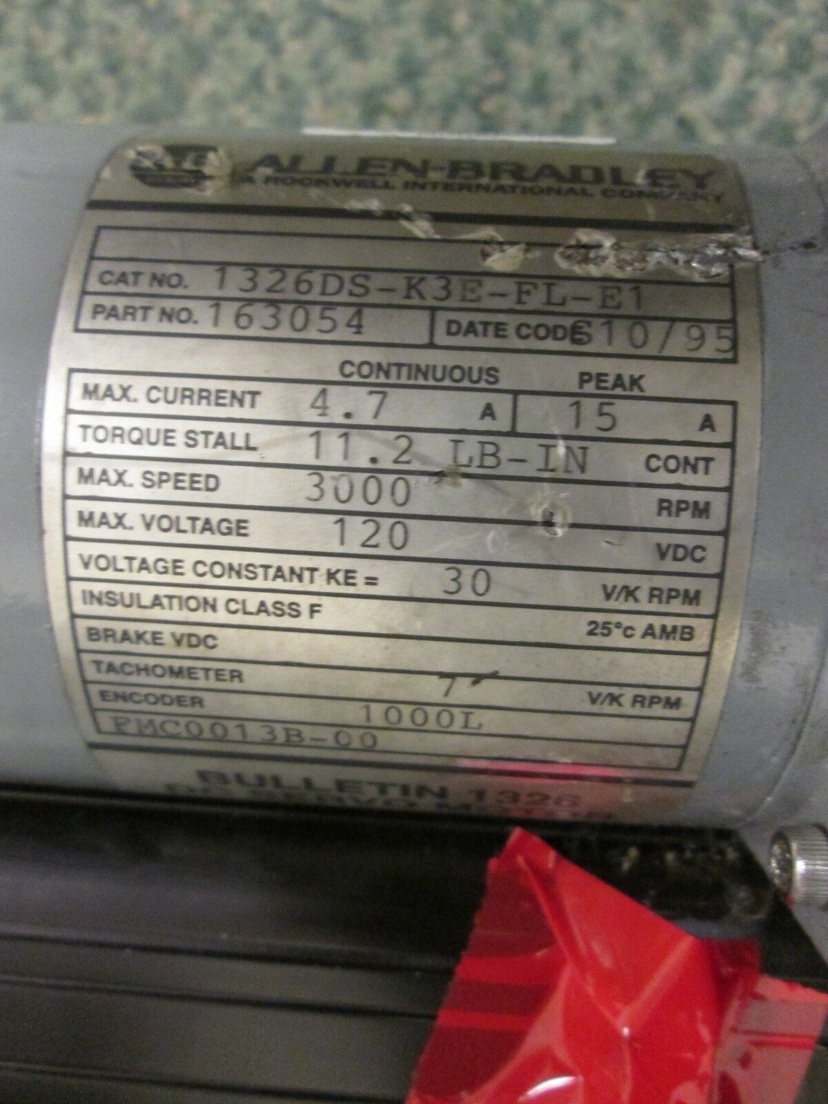 Allen-Bradley DC Servo Motor w Cylinder 132GDS-K3E-FL-E1 NX-102B-12-MF1-FT1-359C