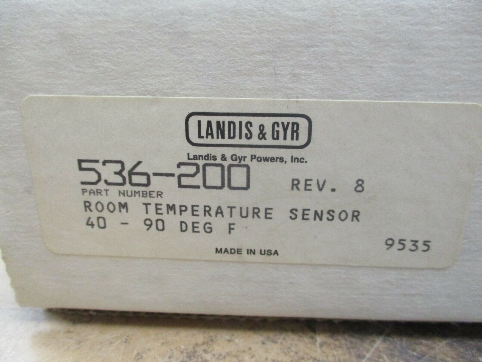 Landis & Gyr Room Temperature Sensor 536-200 Rev. 8 Range: 40-90°F New Surplus