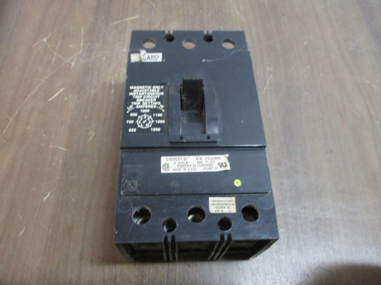 Square D Circuit Breaker KAL-36225-25M 225A 600V 3P Used