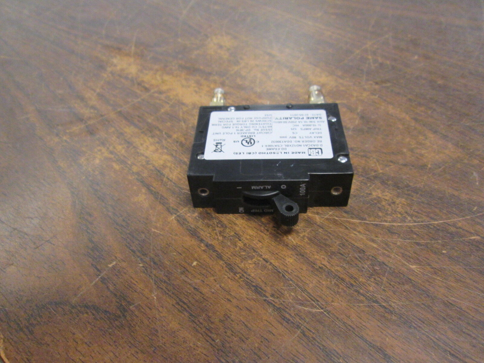 CBi DC Circuit Breaker D-DA3CA1-ND1ZXBL-CSK100X-1 100A 80VDC 1P Used