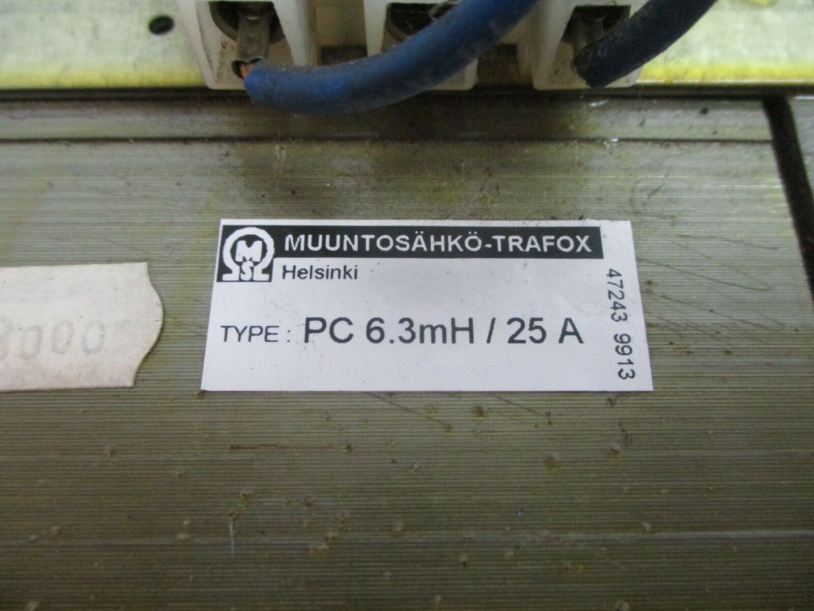 Muuntosahko-Trafox Type PC Transformer 47243 9913 6.3mH 25A Used