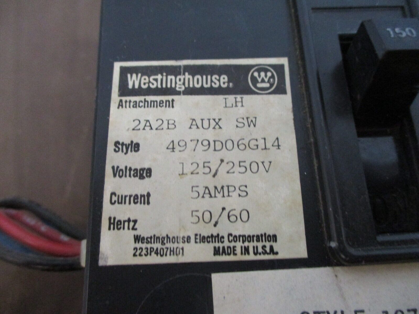 Westinghouse Circuit Breaker 1277C47G42 150A 3P Used