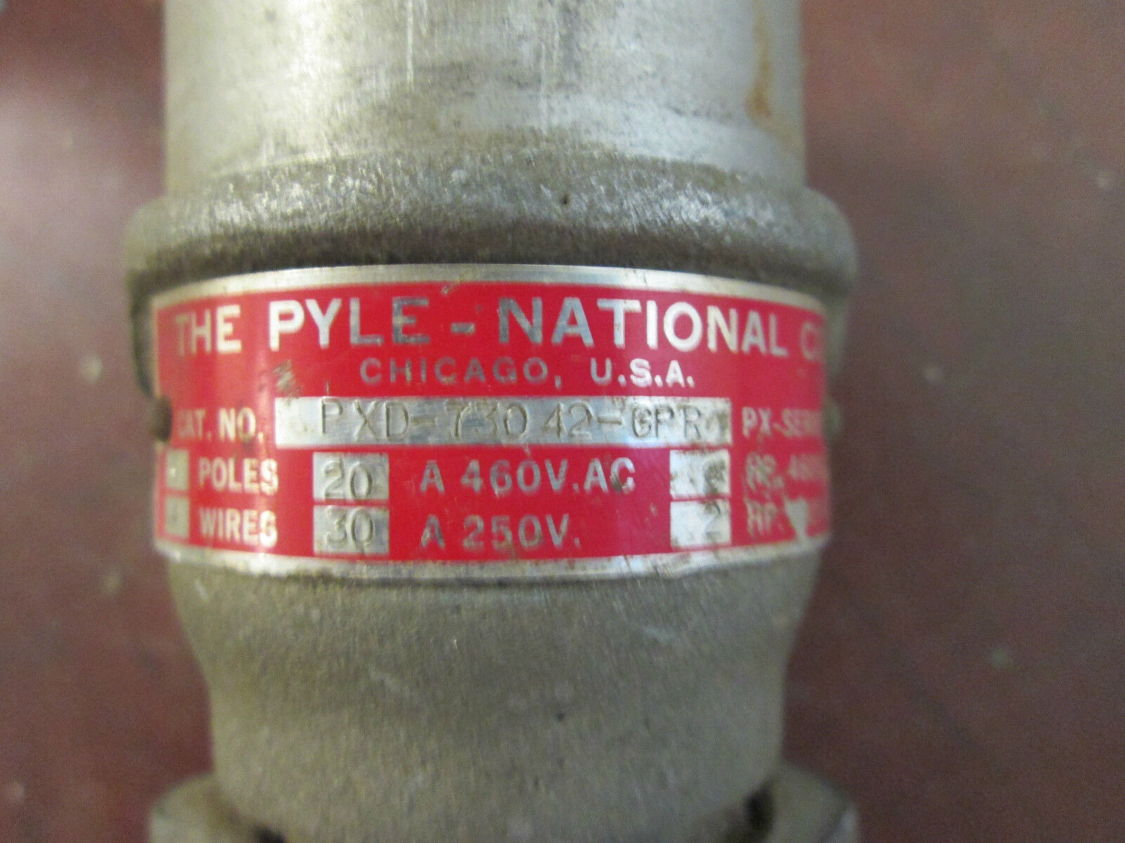 Pyle-National Plug & Receptacle PXD-73042-GPR 20A@460V AC 30A@250V AC 3P 4W Used