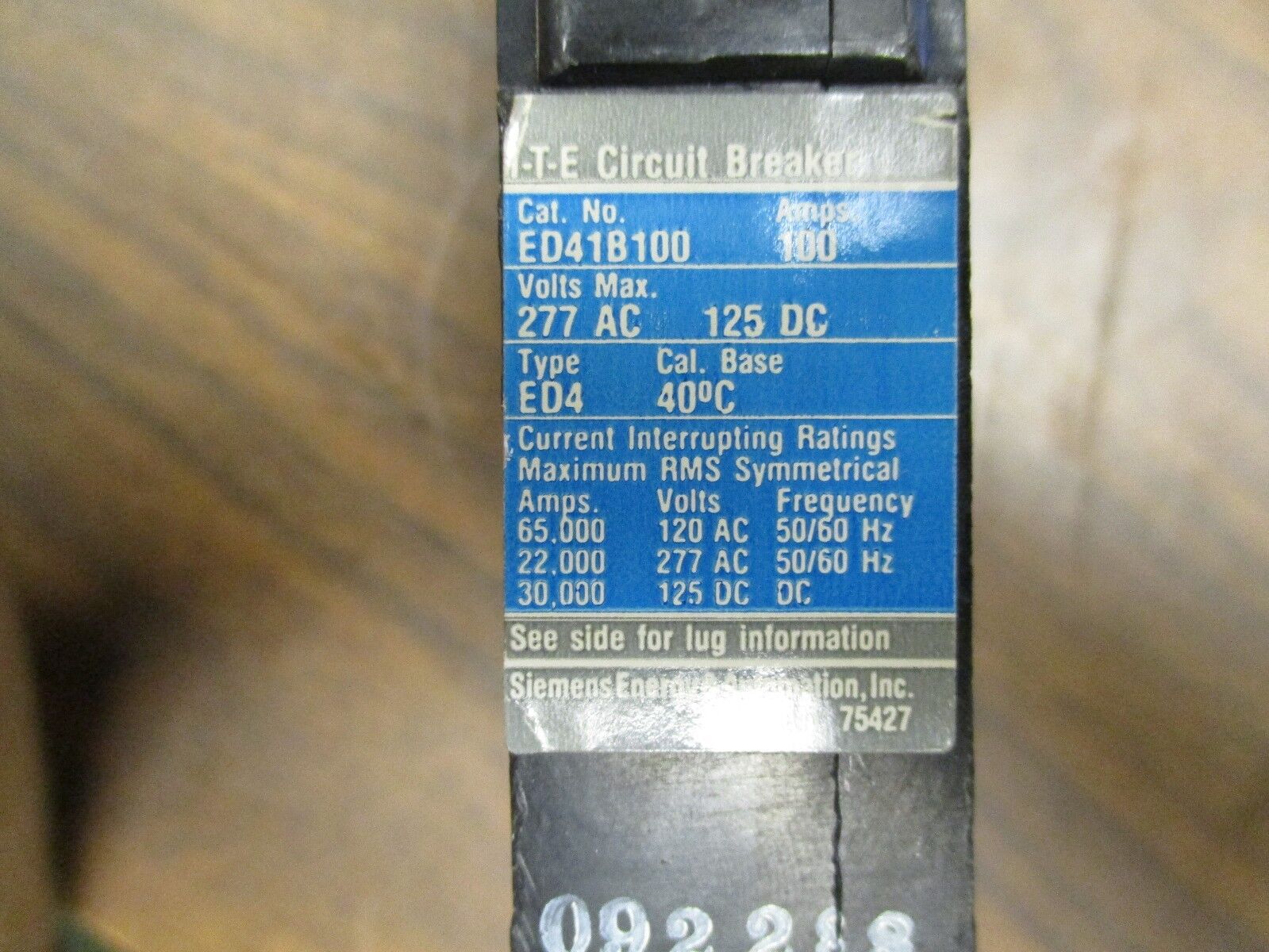 ITE Circuit Breaker ED41B100 100A 277V 1P Used