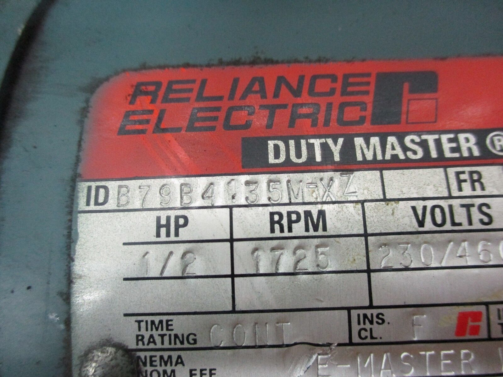 Reliance Duty Master AC Motor w/ Brake B79B4135M-XZ 1/2HP 1800RPM FR:FB56C Used