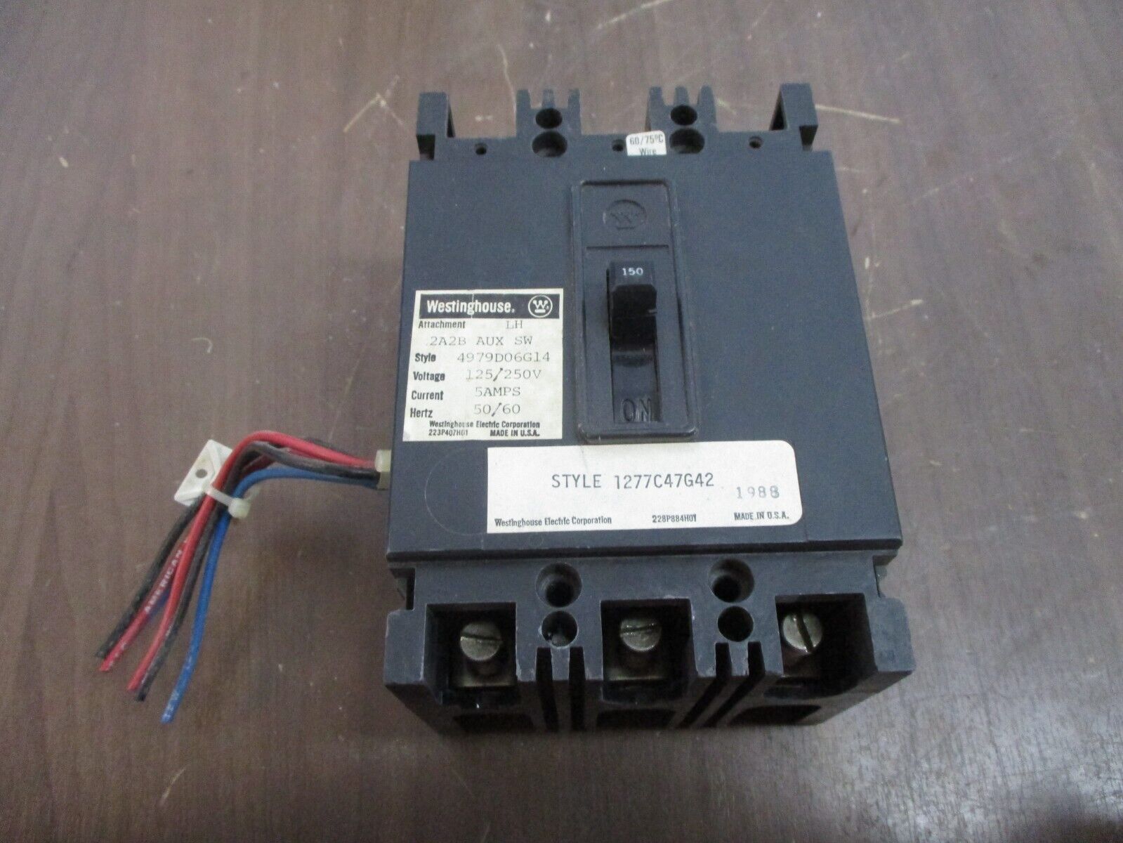 Westinghouse Circuit Breaker 1277C47G42 150A 3P Used