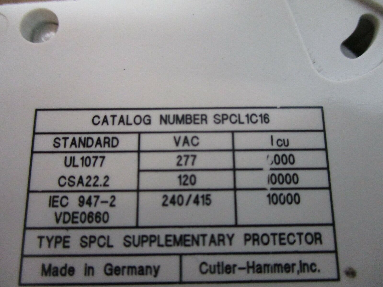 Cutler-Hammer Circuit Breaker SPCL1C16 16A 277V 1P Used