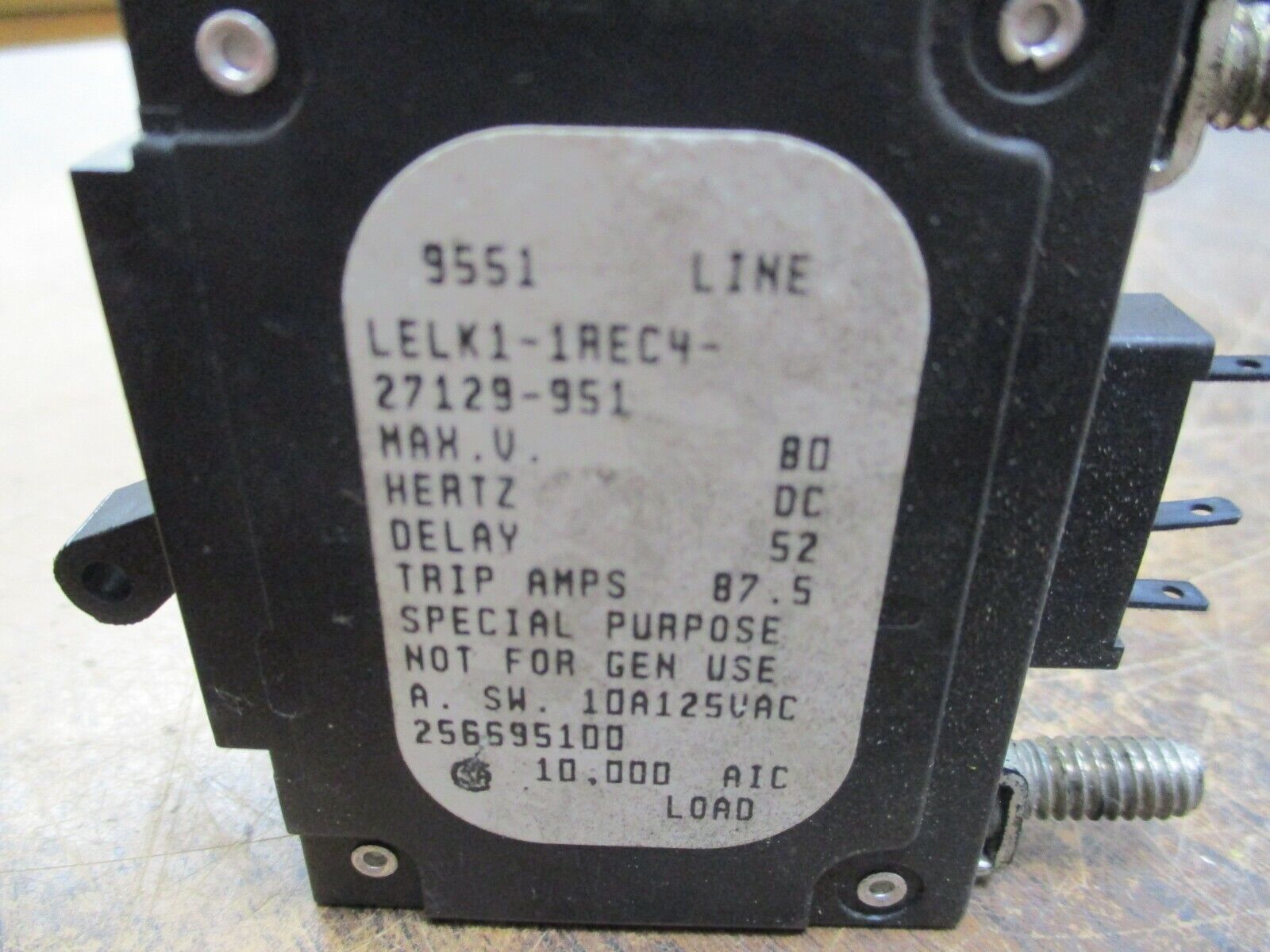 Airpax DC Circuit Breaker LELK1-1REC4-27129-951 70A 80VDC 1P Used