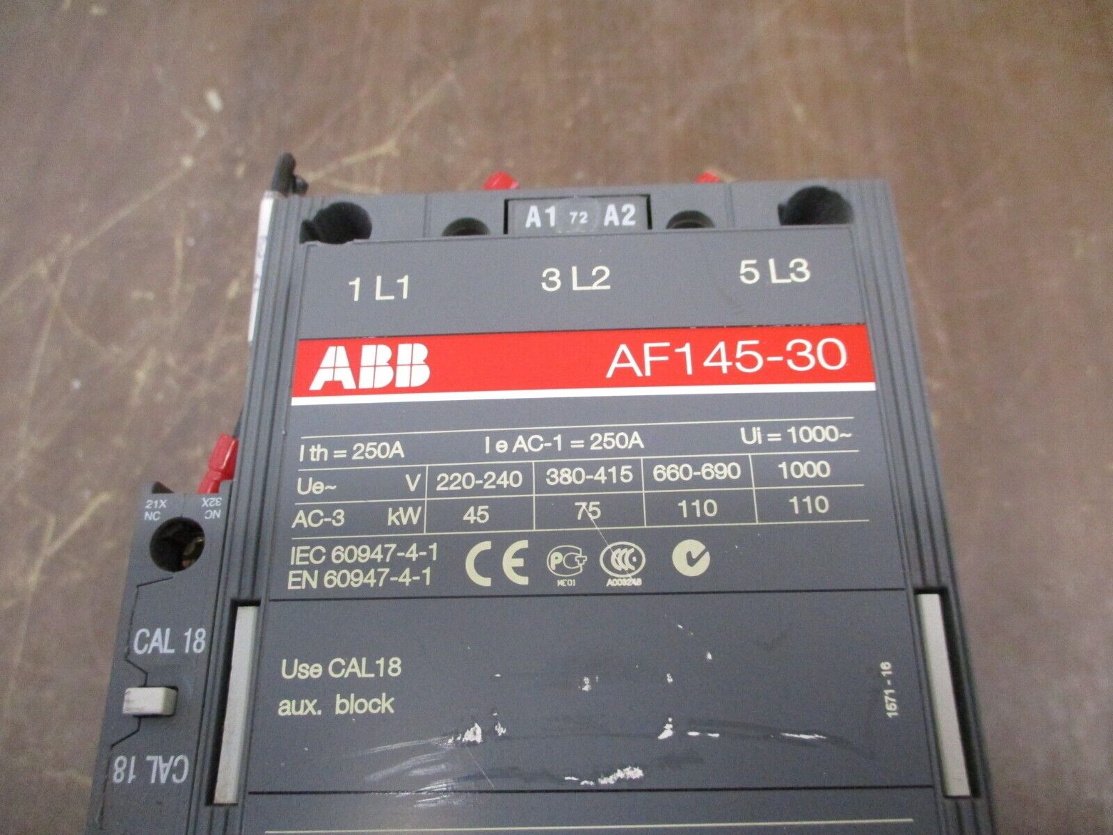 ABB Contactor AF145-30 20-60VDC Coil 230A 600V Used