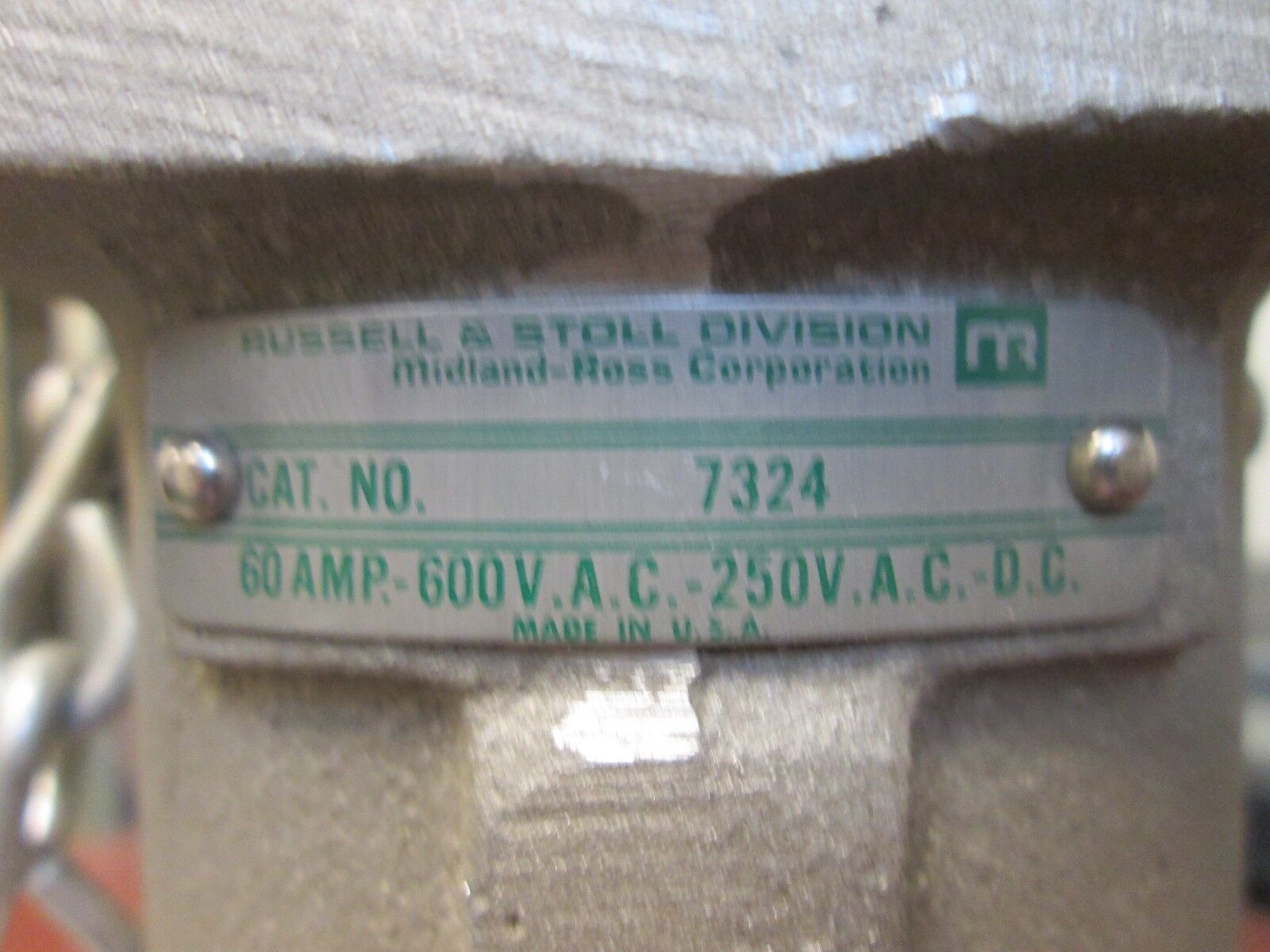 RusselStoll Receptacle 7324 60A 600V 4W Conduit-style End Used