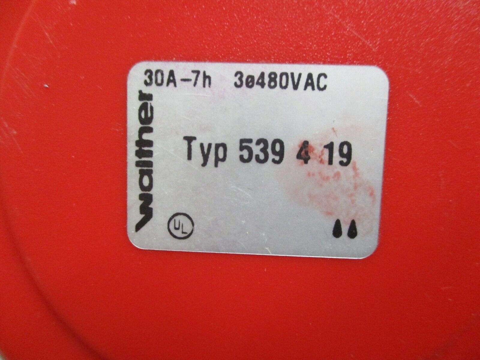 Walter Receptacle 539 4 19 30A 480V 3Ph Used