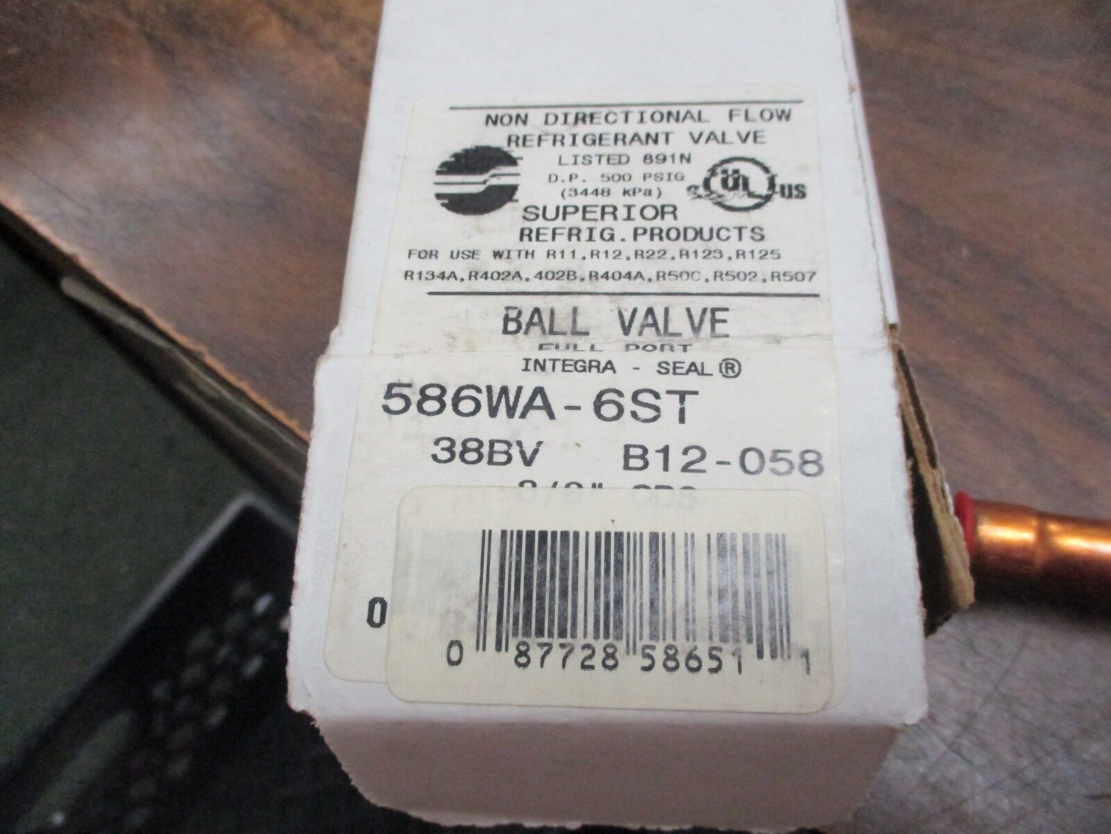 Superior Ball Valve 586WA-6ST Full Port 3/8" ODS 700PSIG New Surplus