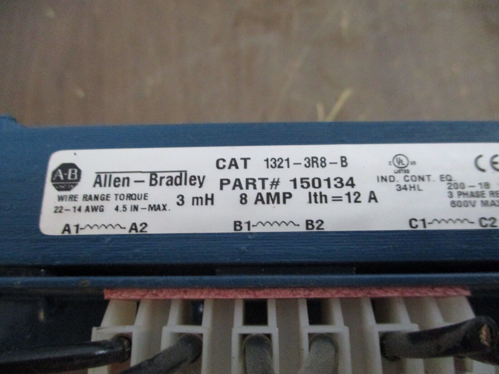 Allen-Bradley 1321-3R8-B Line Reactor 150134 3mH 8A 3Ph 600V Used