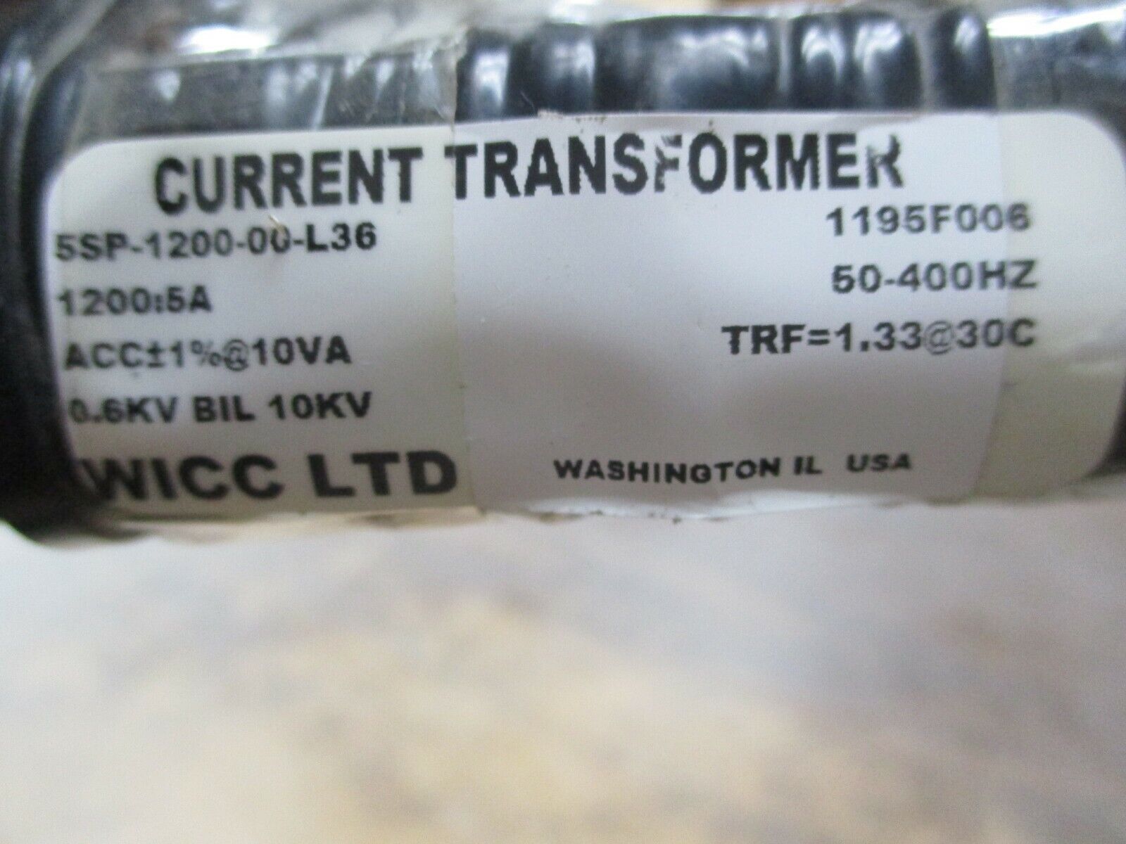 WICC Current Transformer 5SP-1200-00-L36 Ratio 1200:5A 600V 50-400Hz 10KV BIL