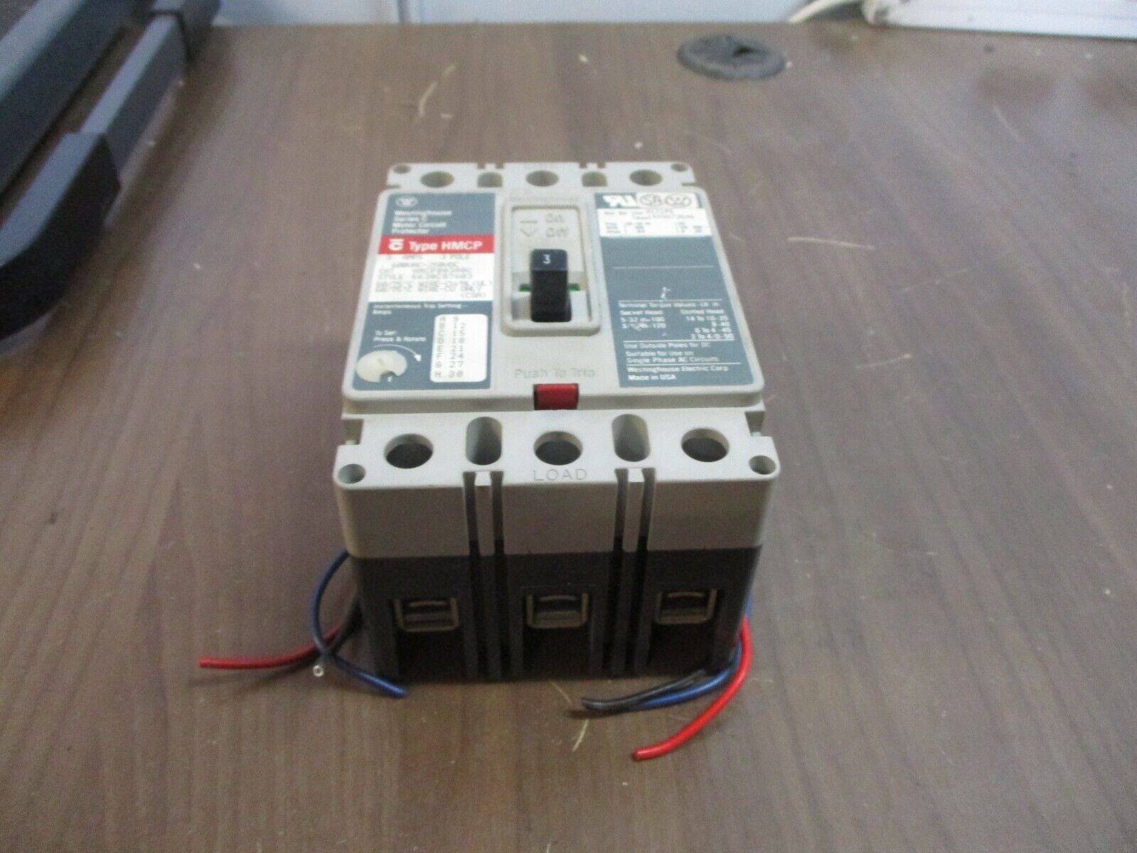 Westinghouse Circuit Breaker w/ Aux HMCP003A0C 3A 600V 3P Used