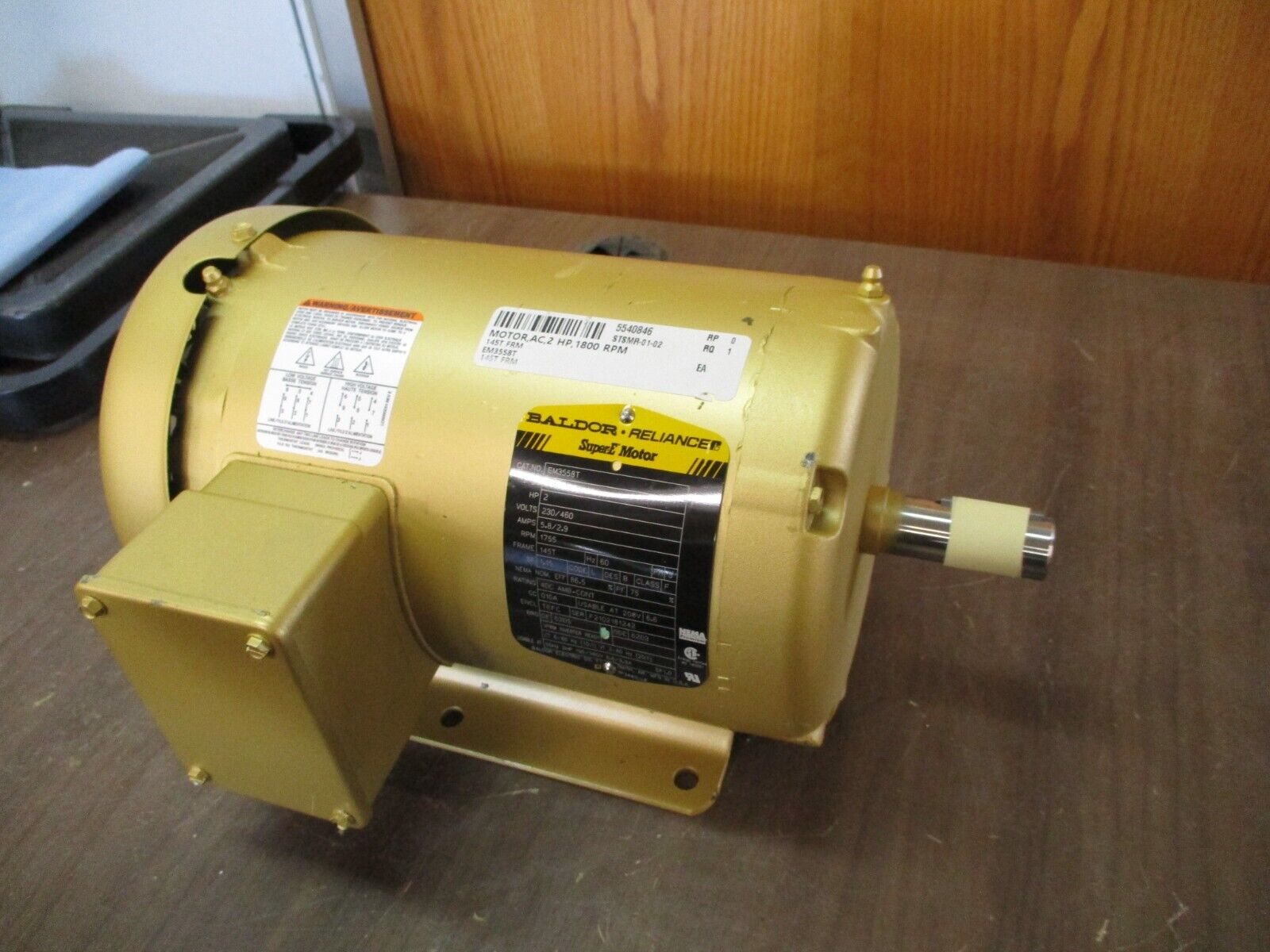 Baldor Motor EM3558T 2HP 1800RPM 230/460V 5.8/2.9A 3Ph 60Hz *No Box* New Surplus