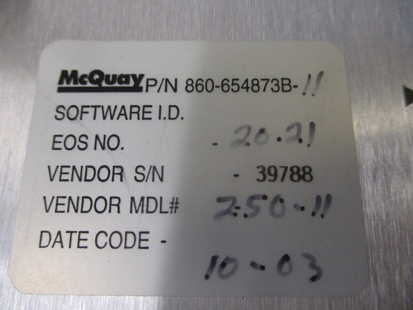 McQuay Chiller Control Module 860-65487B-11 W/Keypad Used.