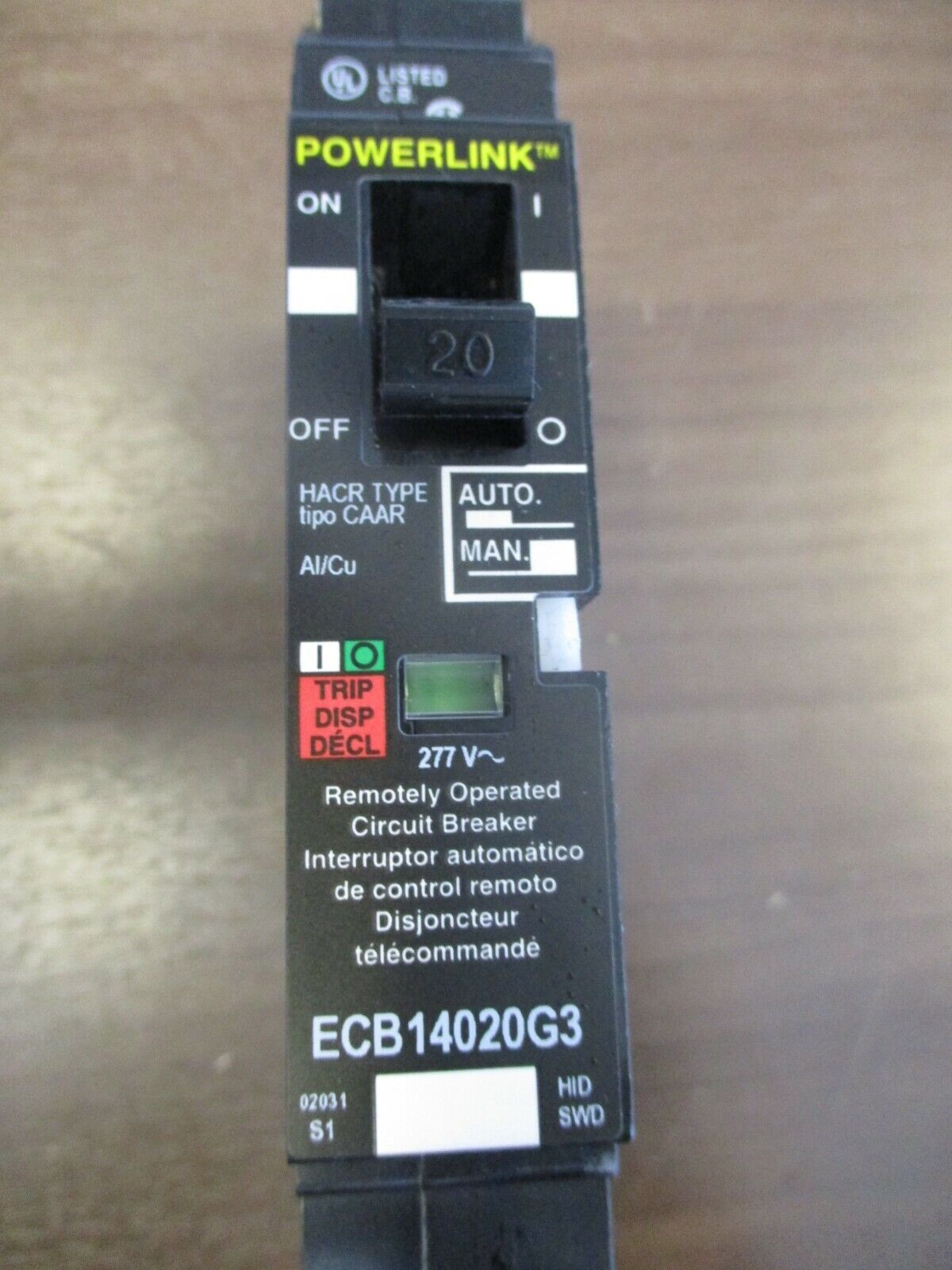 Square D Powerlink Circuit Breaker ECB14020G3 20A 277V 1P Used