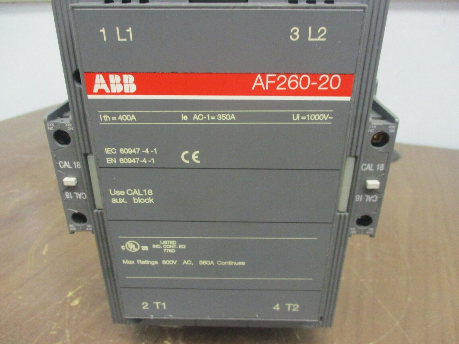 ABB Contactor AF260-20 20-60VDC Coil 350A 600V Used