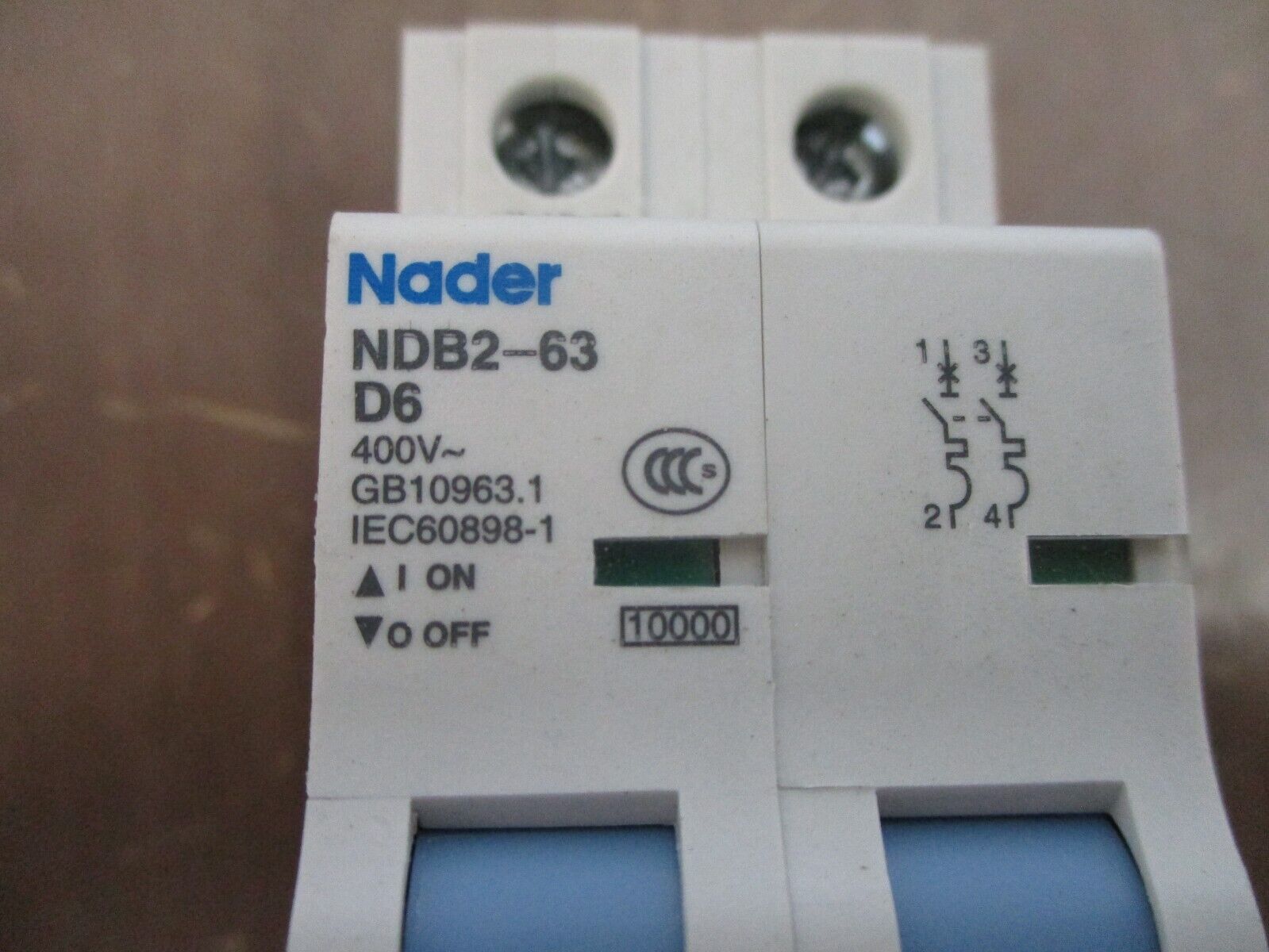 Nader Circuit Breaker NDB2-63D6 6A 400V 2P Used