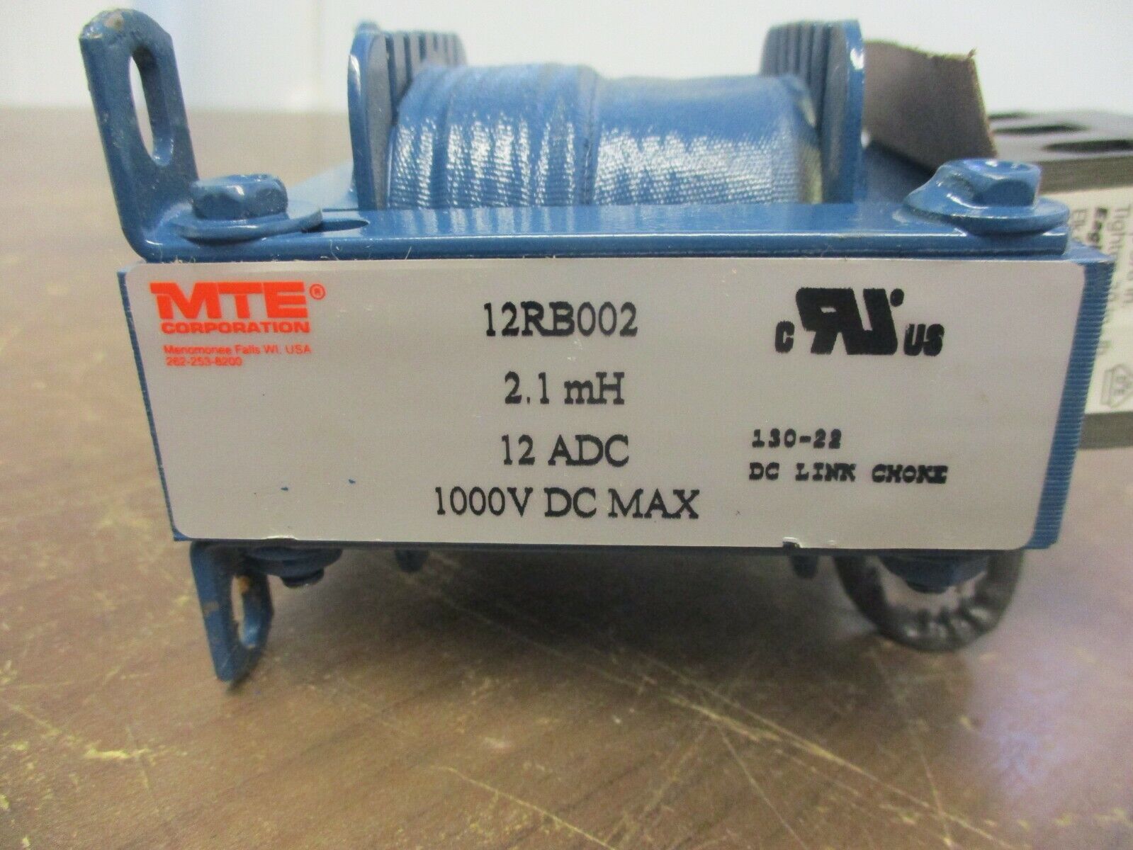 MTE DC Link Choke 12RB002 2.1mH 12A 1000VDC Used