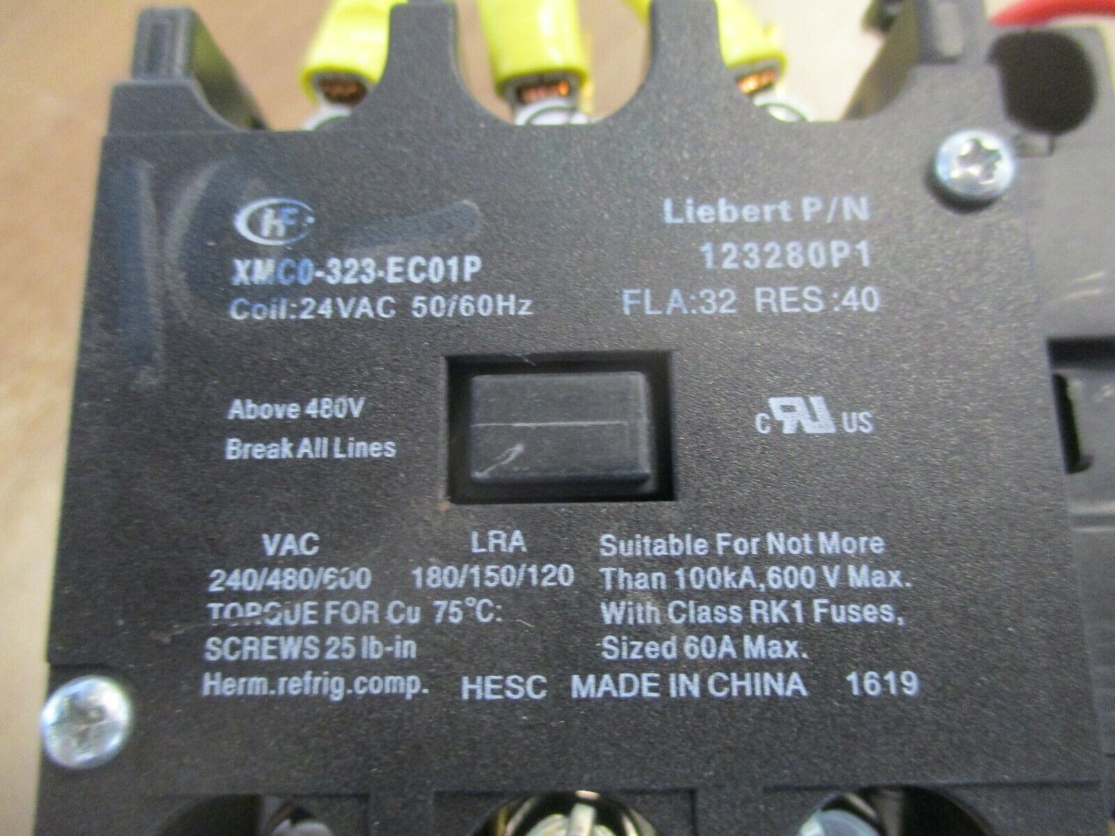 Liebert Contactor 123280P1 24V Coil 32A 600V Used