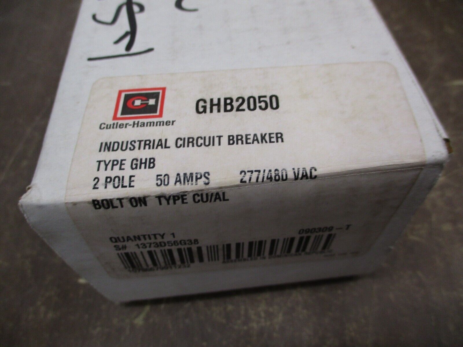 Cutler-Hammer Bolt-On Circuit Breaker GHB2050 277/480V 50A 2P New Surplus