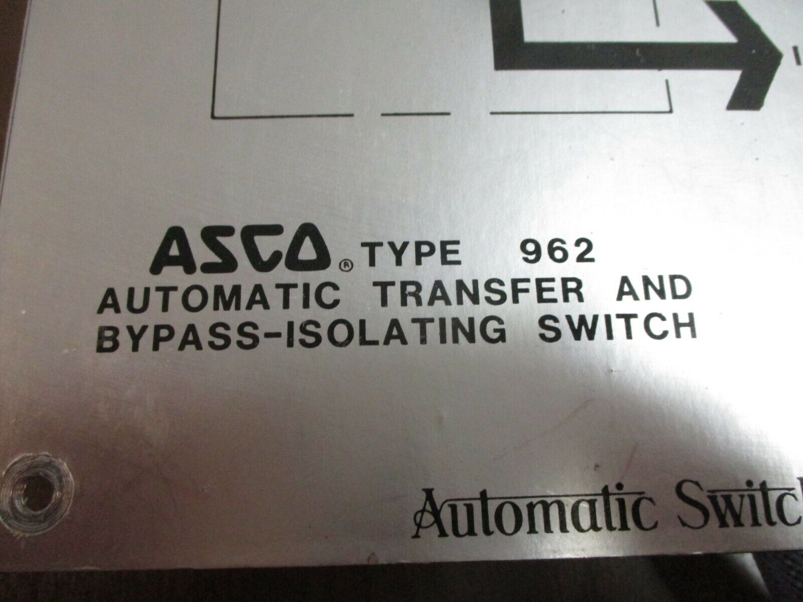 Asco Transfer & Bypass Switch Status Indicator Panel Type 962 Used