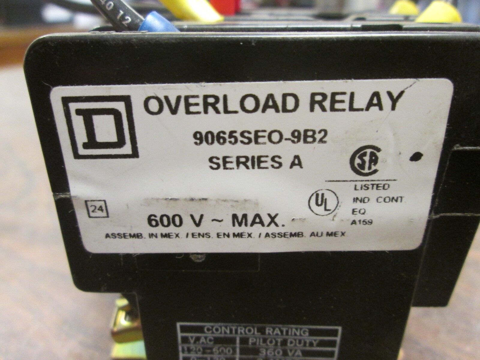 Square D Overload Relay 9065SEO-9B2 600V Max Used