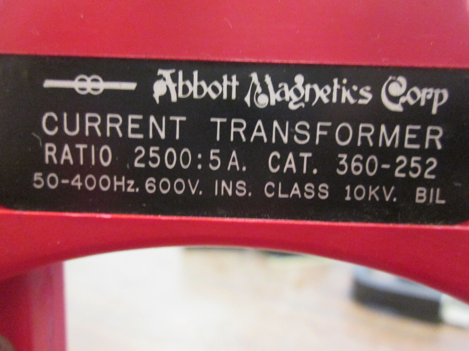 Abbott Magnetics Corp. Current Transformer 360-252 Ratio 2500:5A 600V 50-400Hz