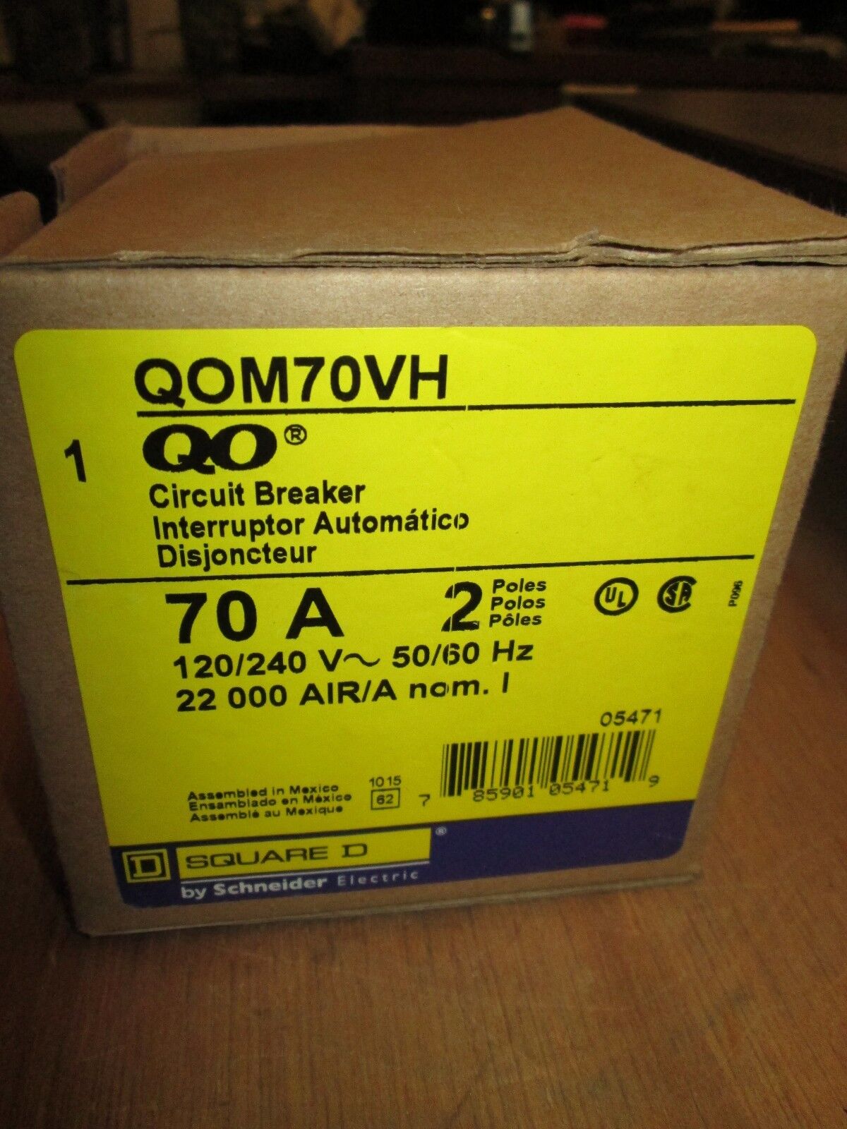 Square D Circuit Breaker QOM70VH 70A 2P 120/240V 22000 AIR New Surplus