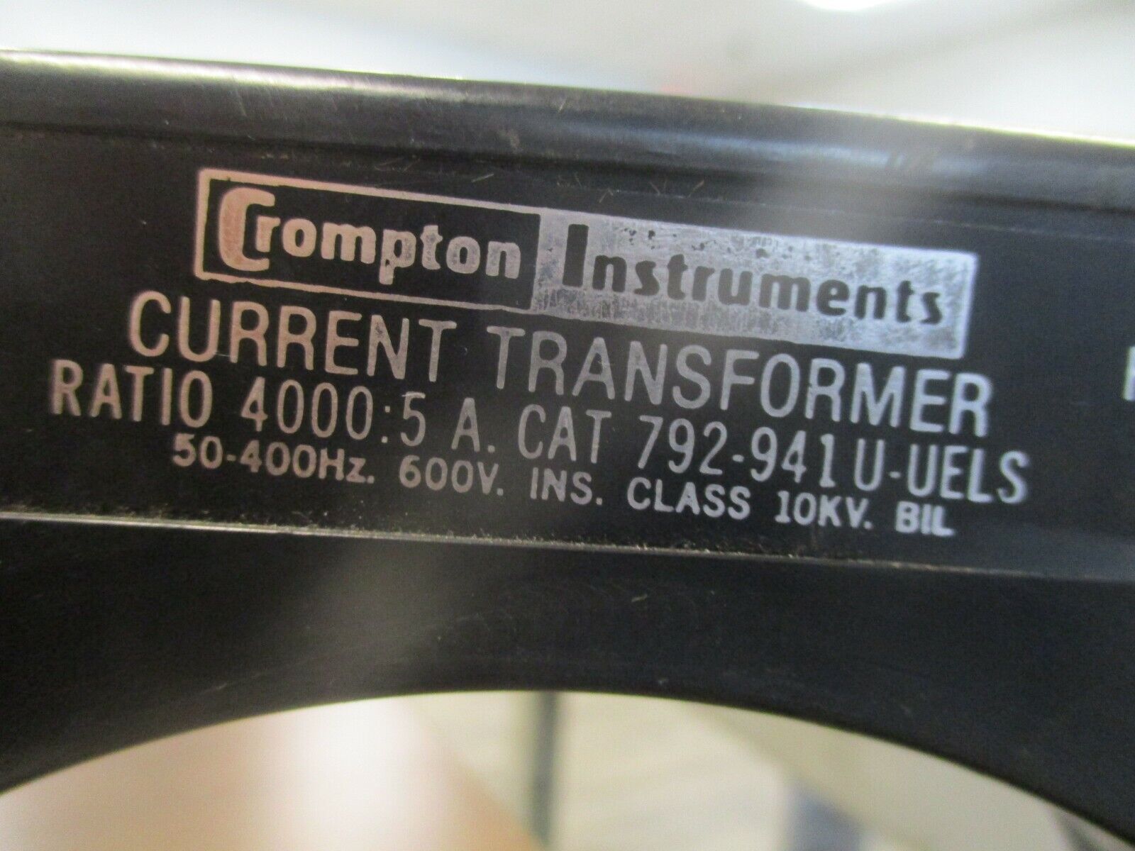 Crompton Instruments Current Transformer 792-941 U-UELS Ratio 4000:5A Used