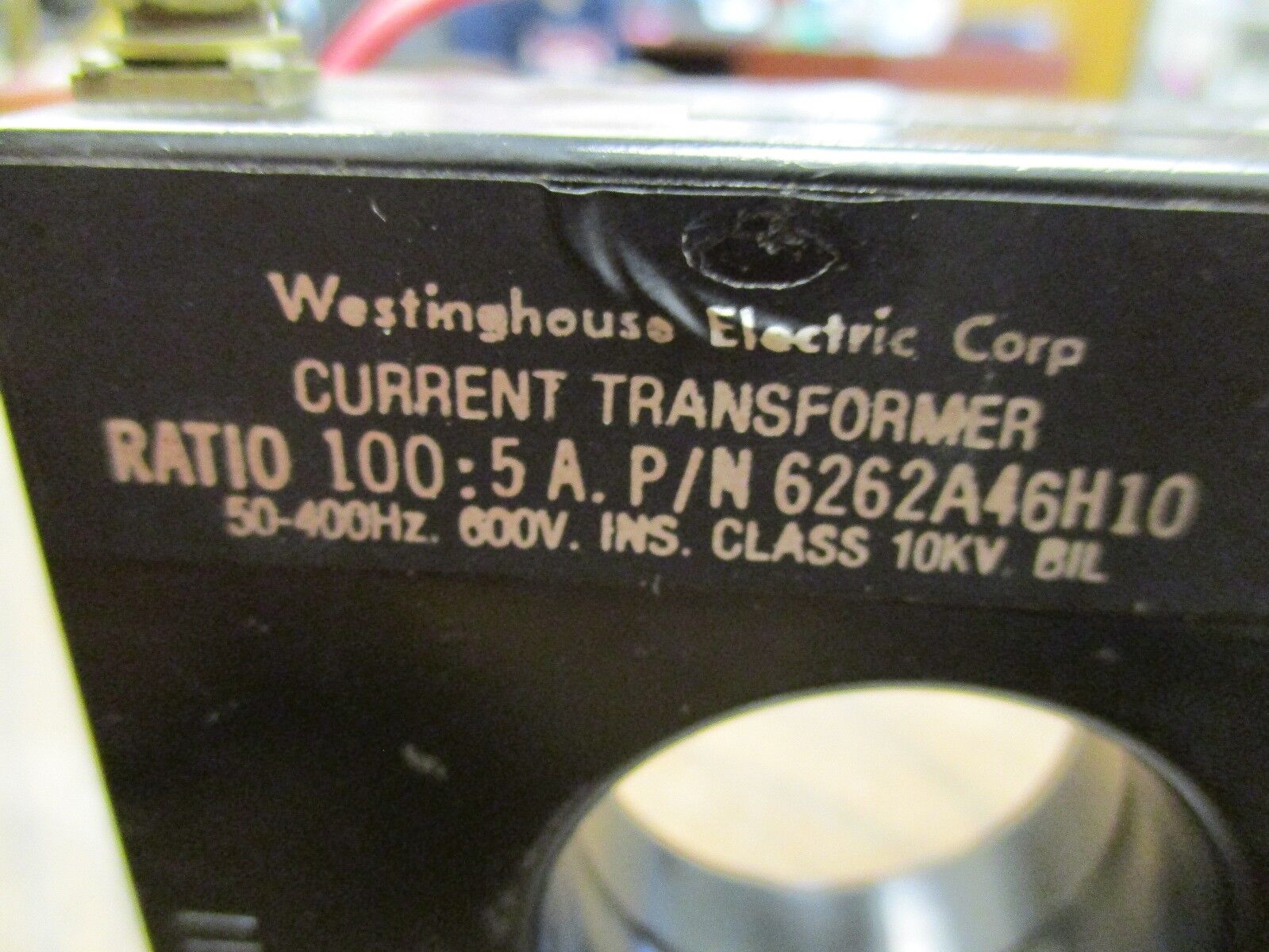 Westinghouse Current Transformer 6262A46H10 Ratio 100:5A 600V 50-400Hz 10KV BIL