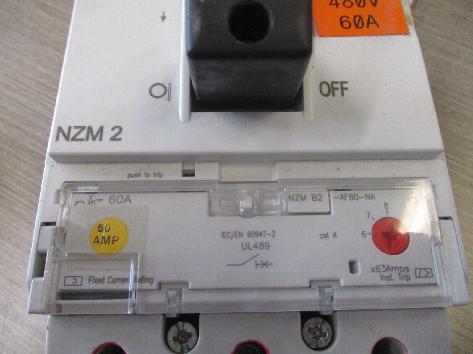 Moeller Circuit Breaker NZM B2-AF60-NA 60A 480V 3P Used.