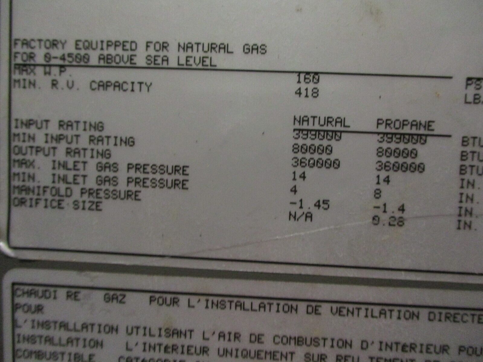 Lochinvar Knight XL Commercial Boiler KBN400 Input: 399,000 BTU Natural Gas Used