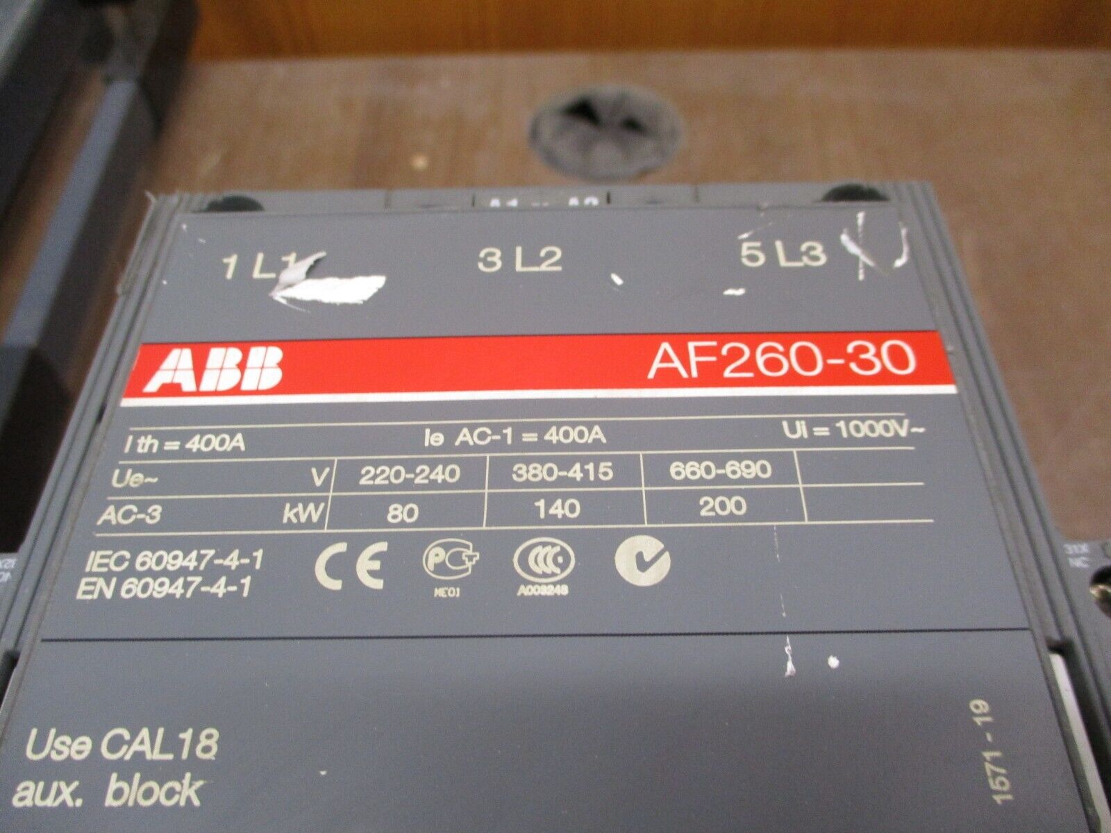 ABB Contactor AF260-30 20-60VDC Coil 350A 600V *Scratched* Used